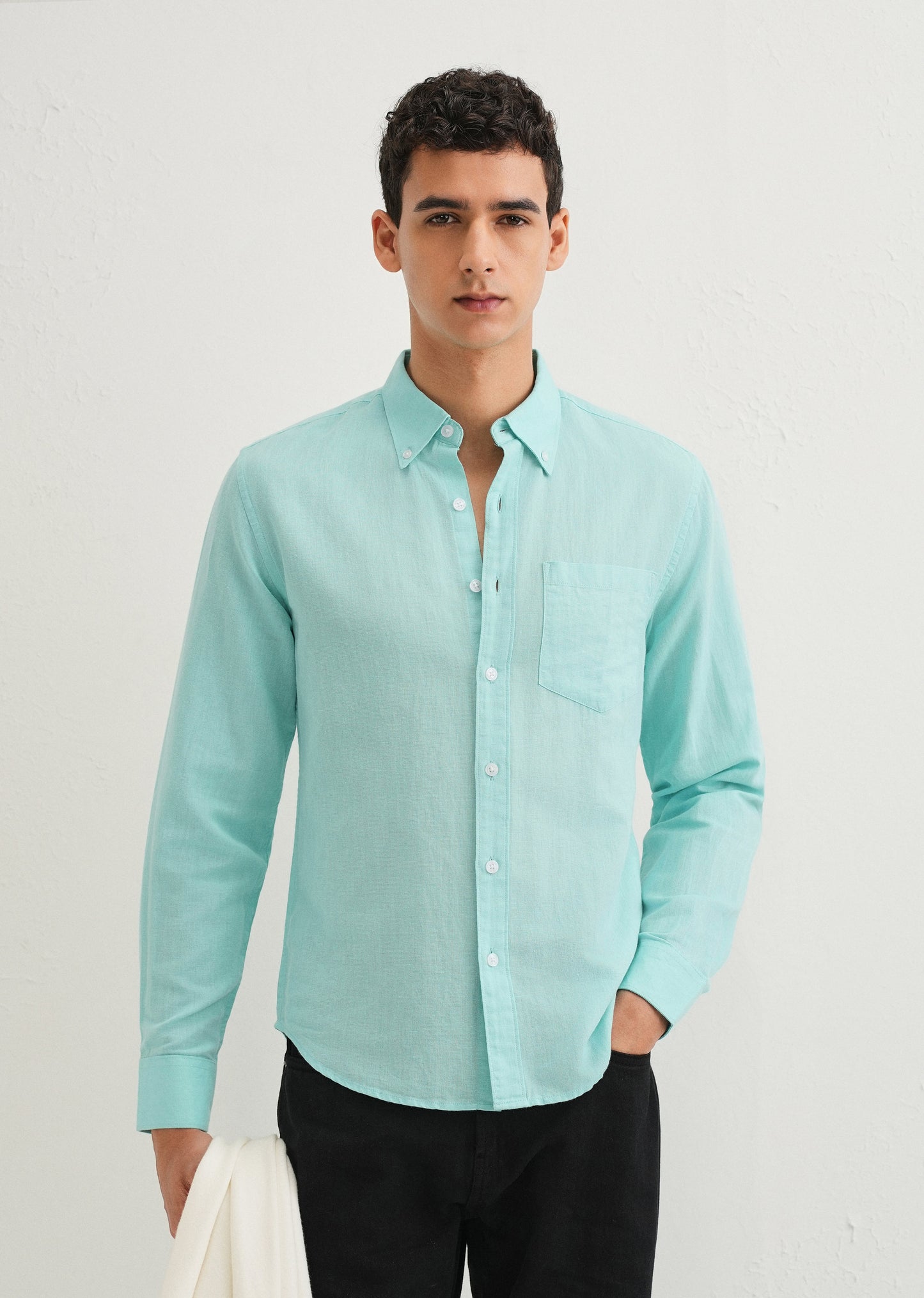 Sea Blue Cotton Linen Shirt