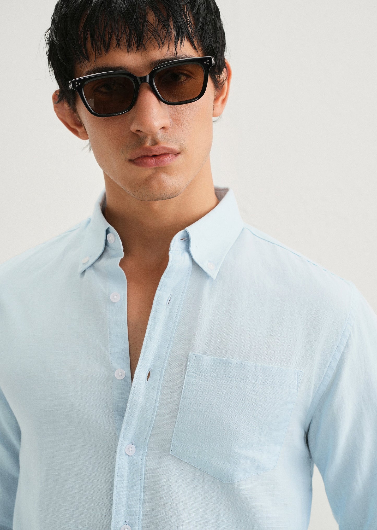 Sky Blue Cotton Linen Shirt