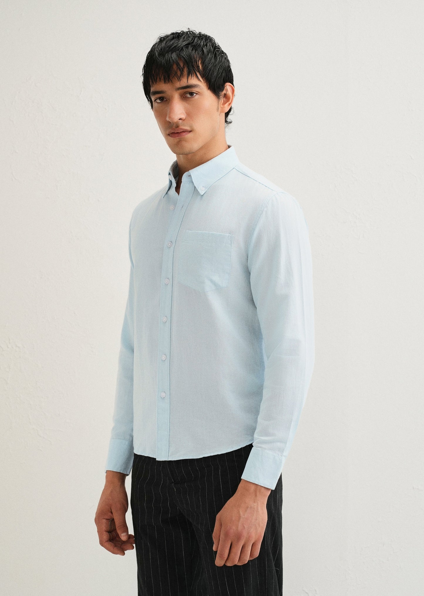 Sky Blue Cotton Linen Shirt