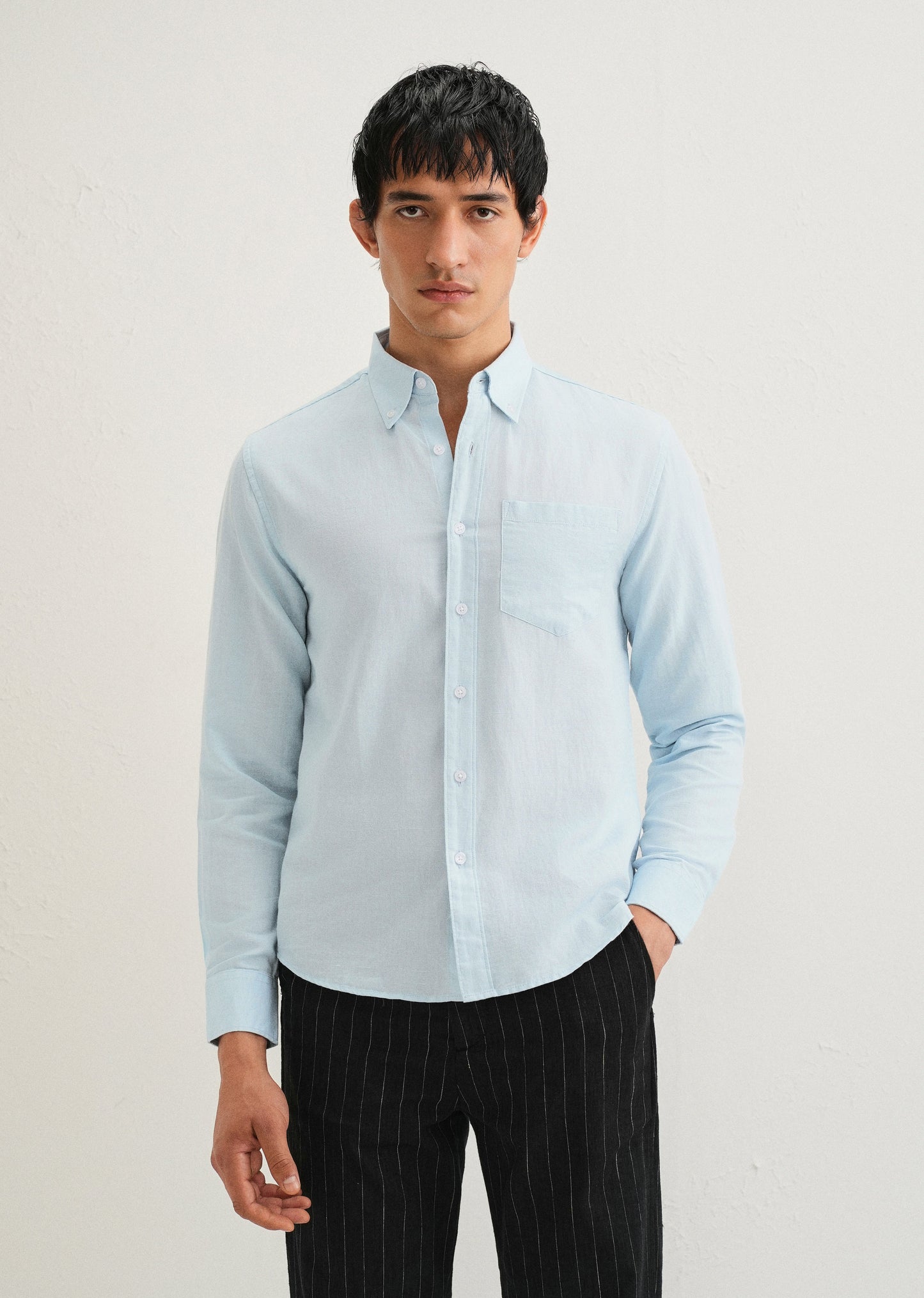 Sky Blue Cotton Linen Shirt