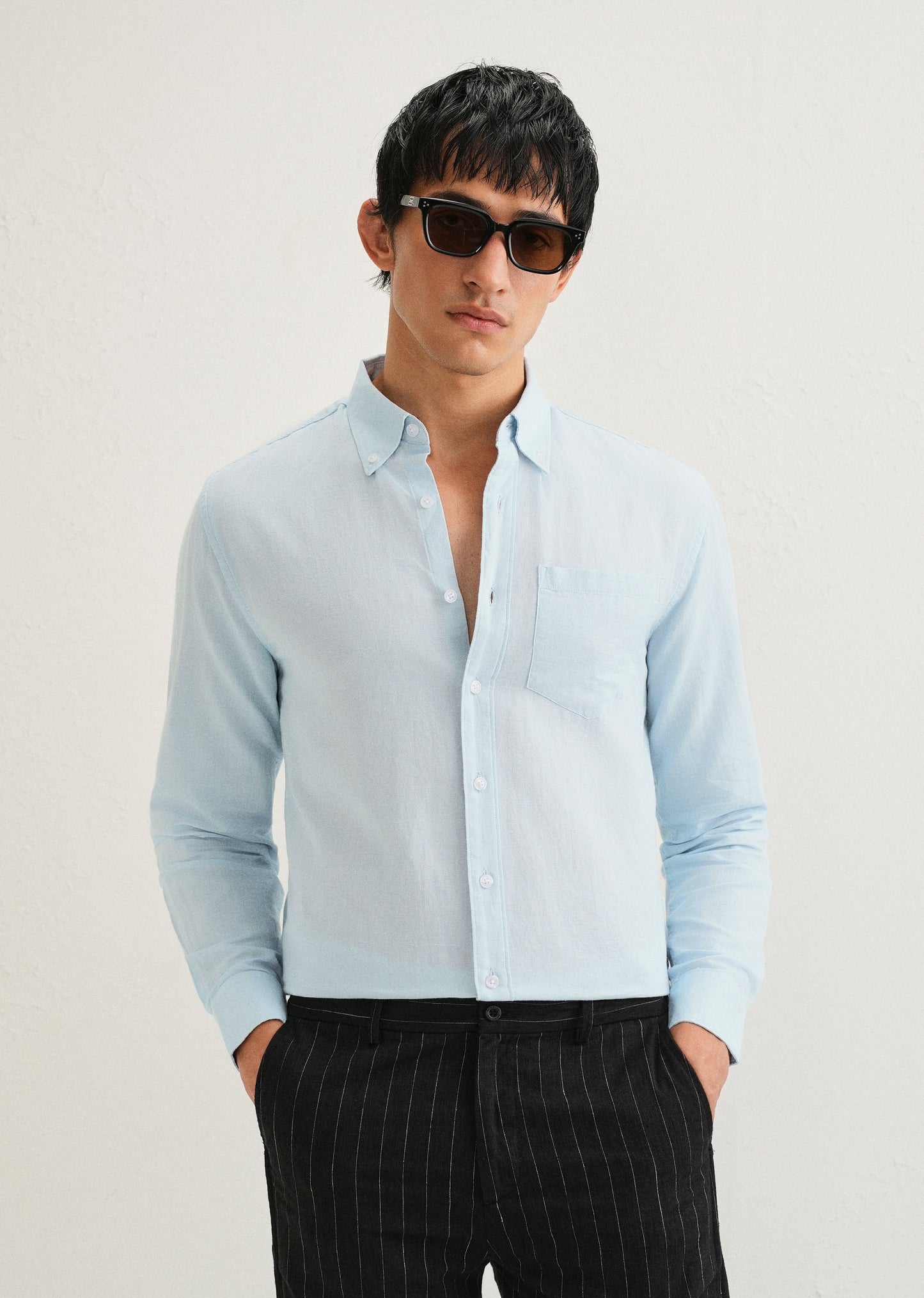 Sky Blue Cotton Linen Shirt