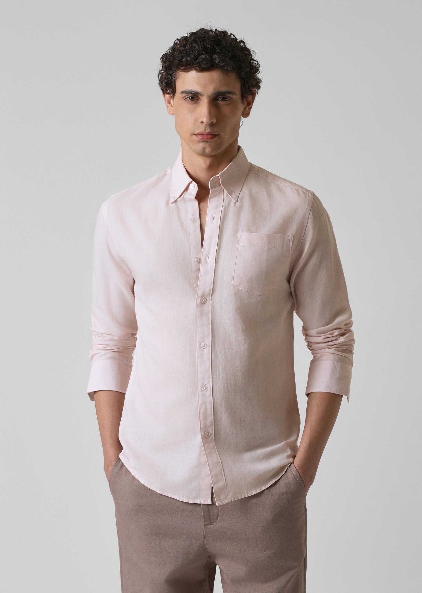 Soft Pink Cotton Linen Shirt