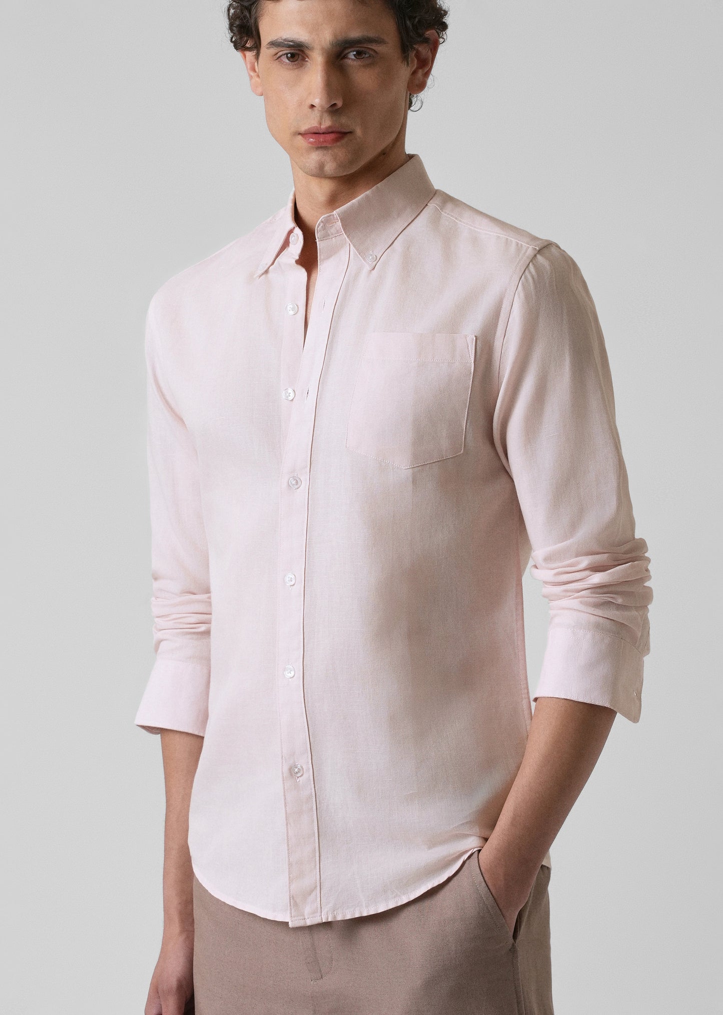 Soft Pink Cotton Linen Shirt