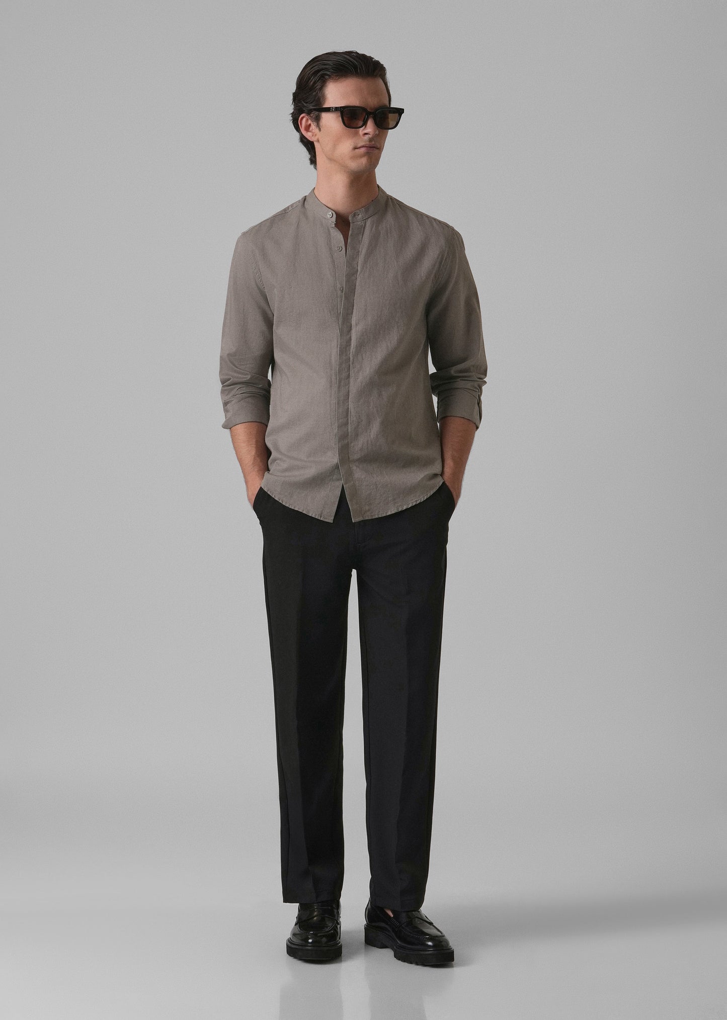 Stone Grey Cotton Linen Shirt