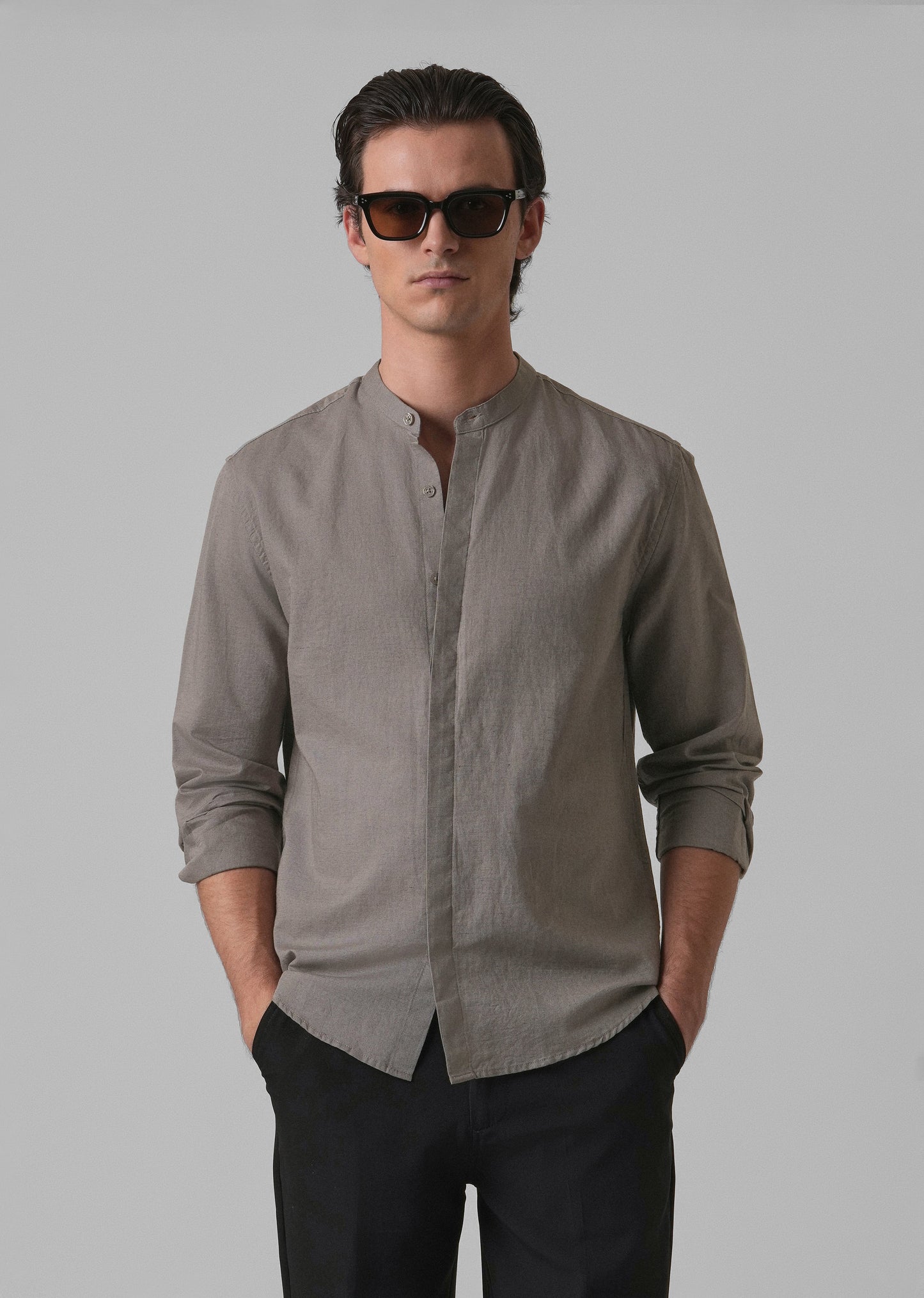 Stone Grey Cotton Linen Shirt