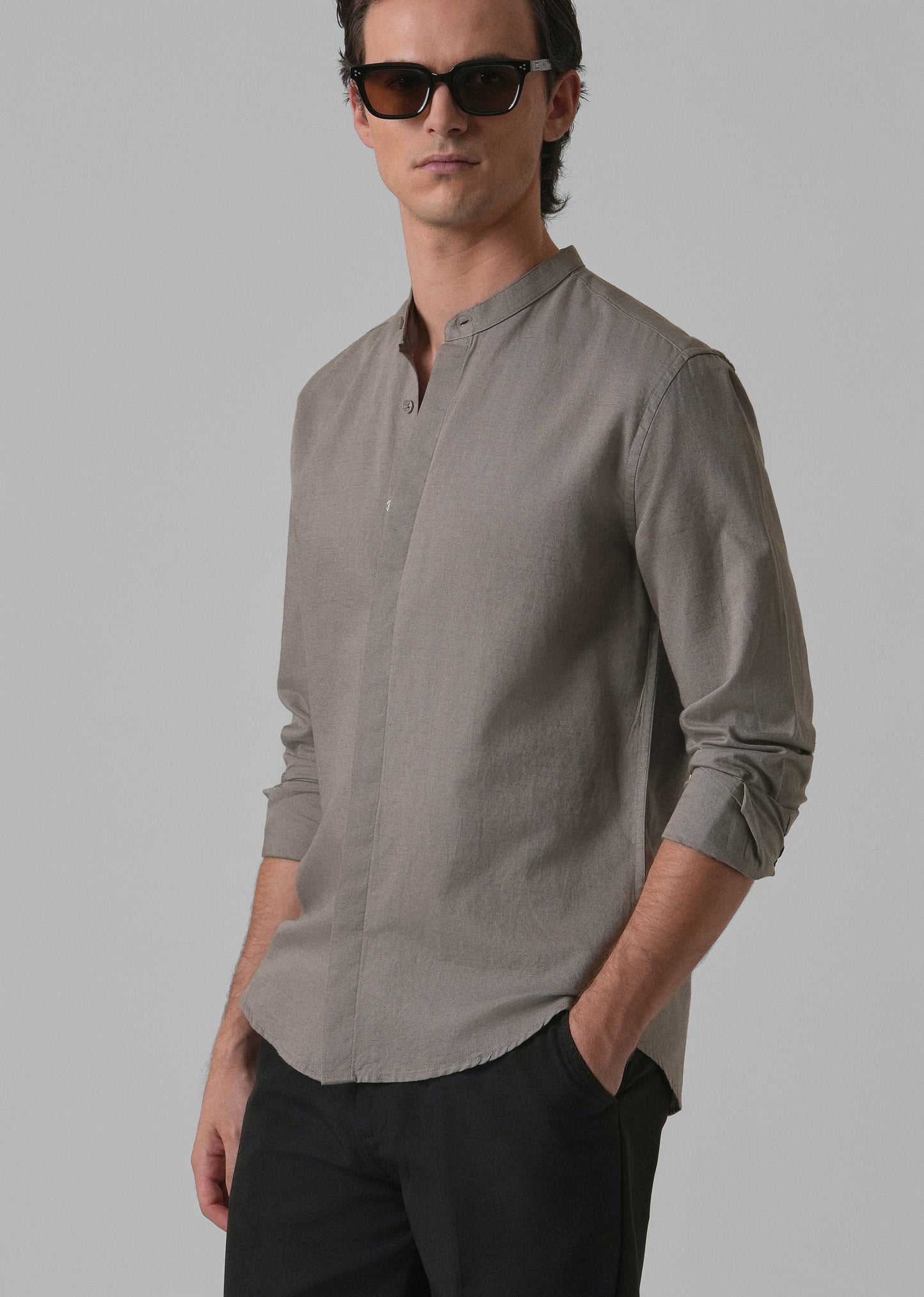 Stone Grey Cotton Linen Shirt
