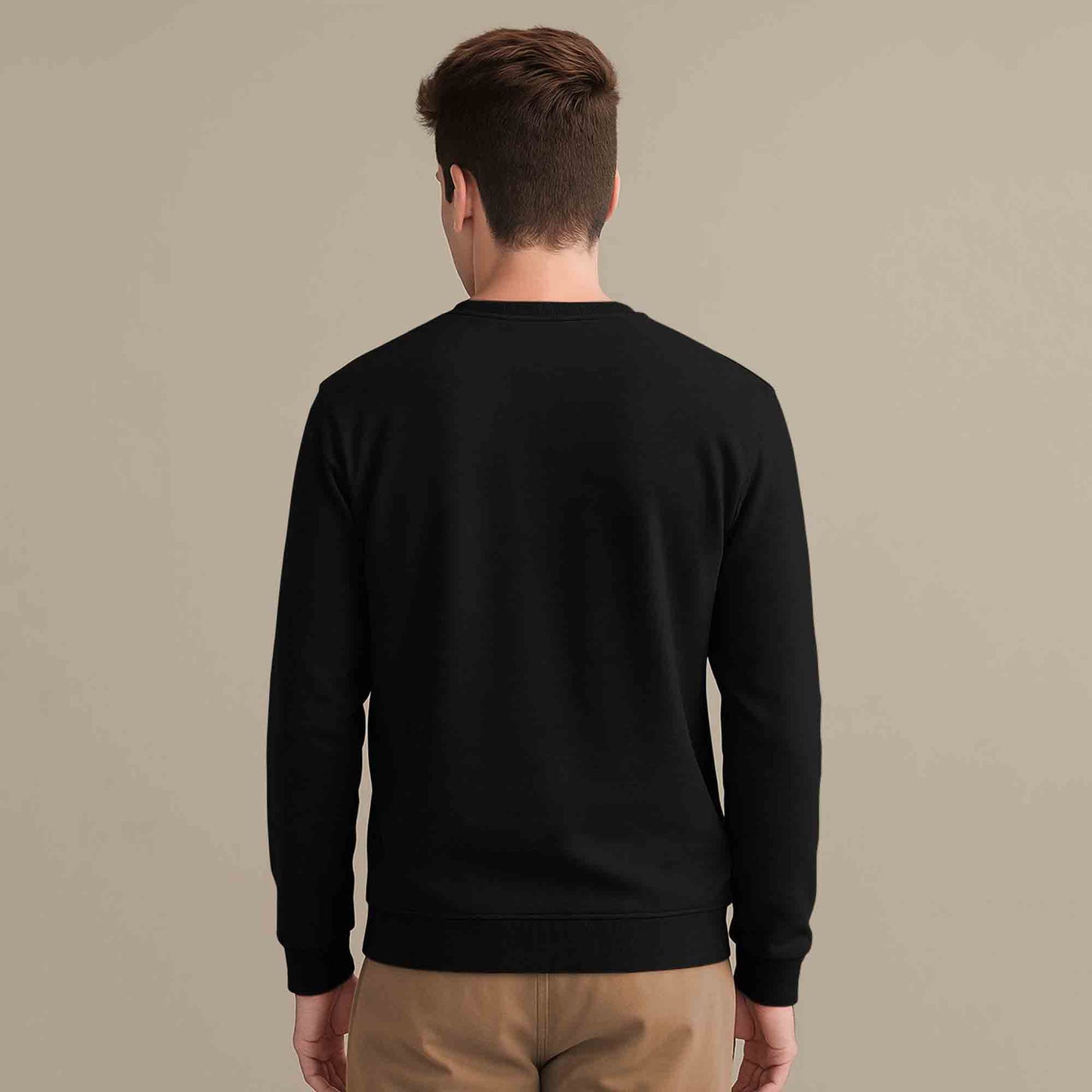 Men Full Sleeve plain round Neck Sweatshirt black
