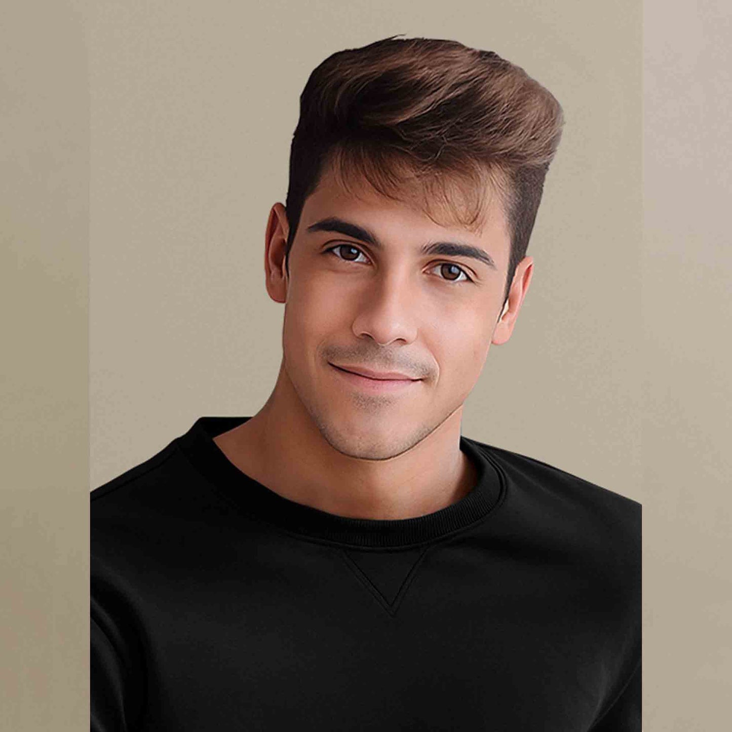 Men Full Sleeve plain round Neck Sweatshirt black