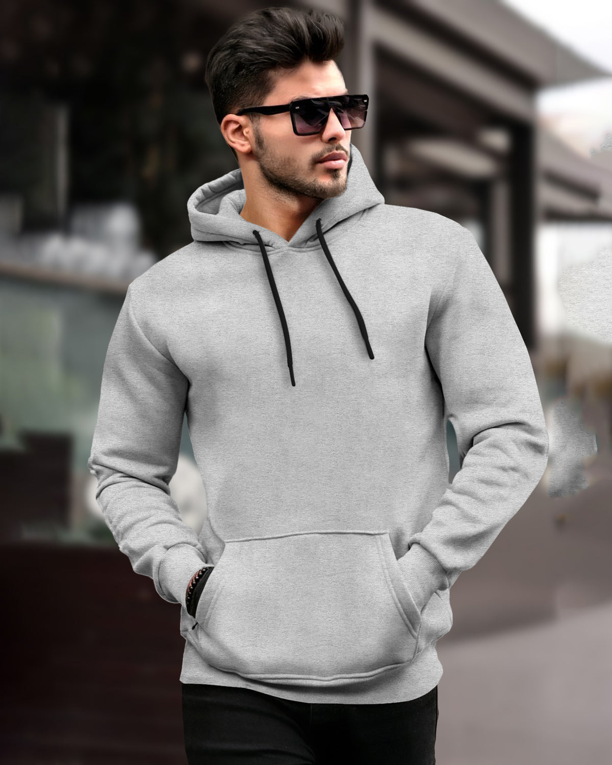 Mens Plain Hooded Sweatshirts with Side Pockets / 6 Color Variants