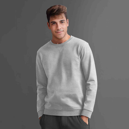 Men Full Sleeve plain round Neck Sweatshirt grey