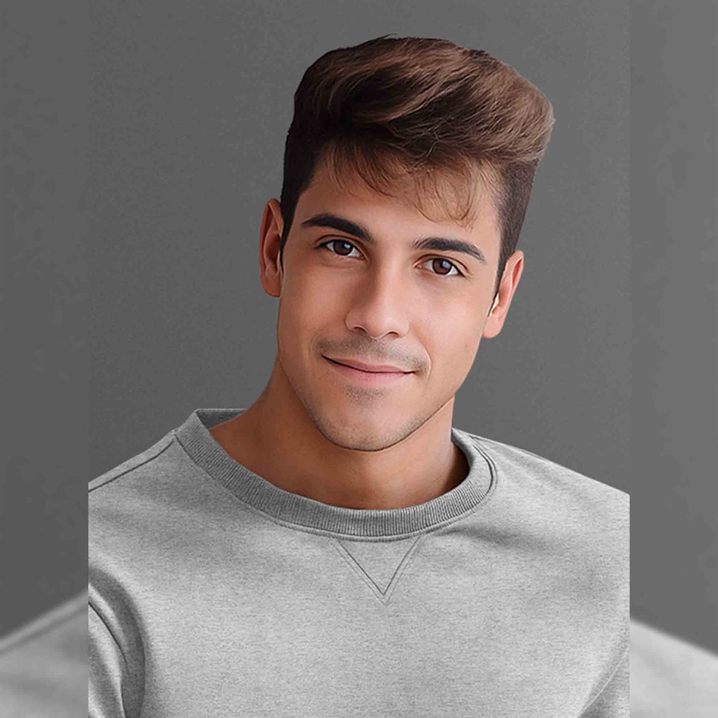 Men Full Sleeve plain round Neck Sweatshirt grey