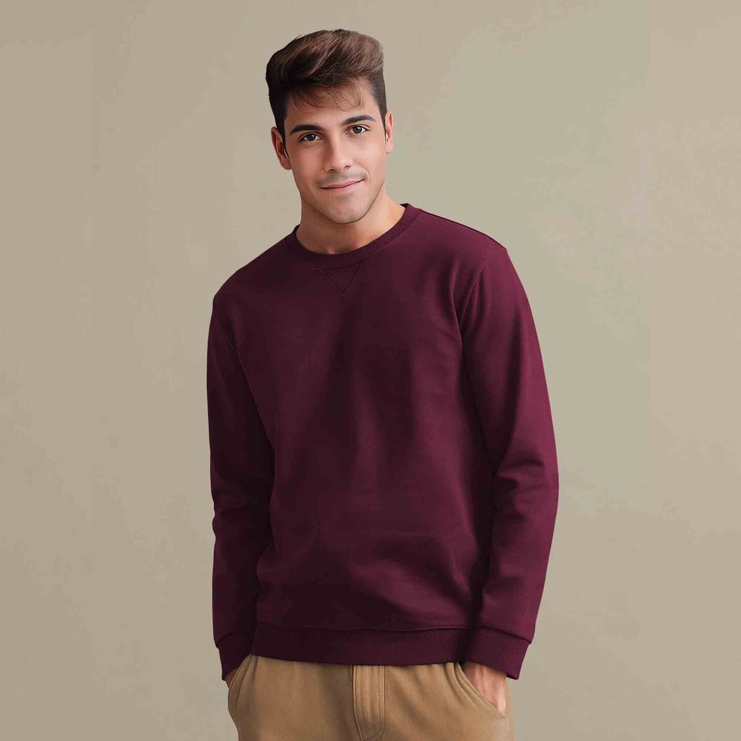 Men Solid Colors Round Neck Sweatshirts 7 Variants