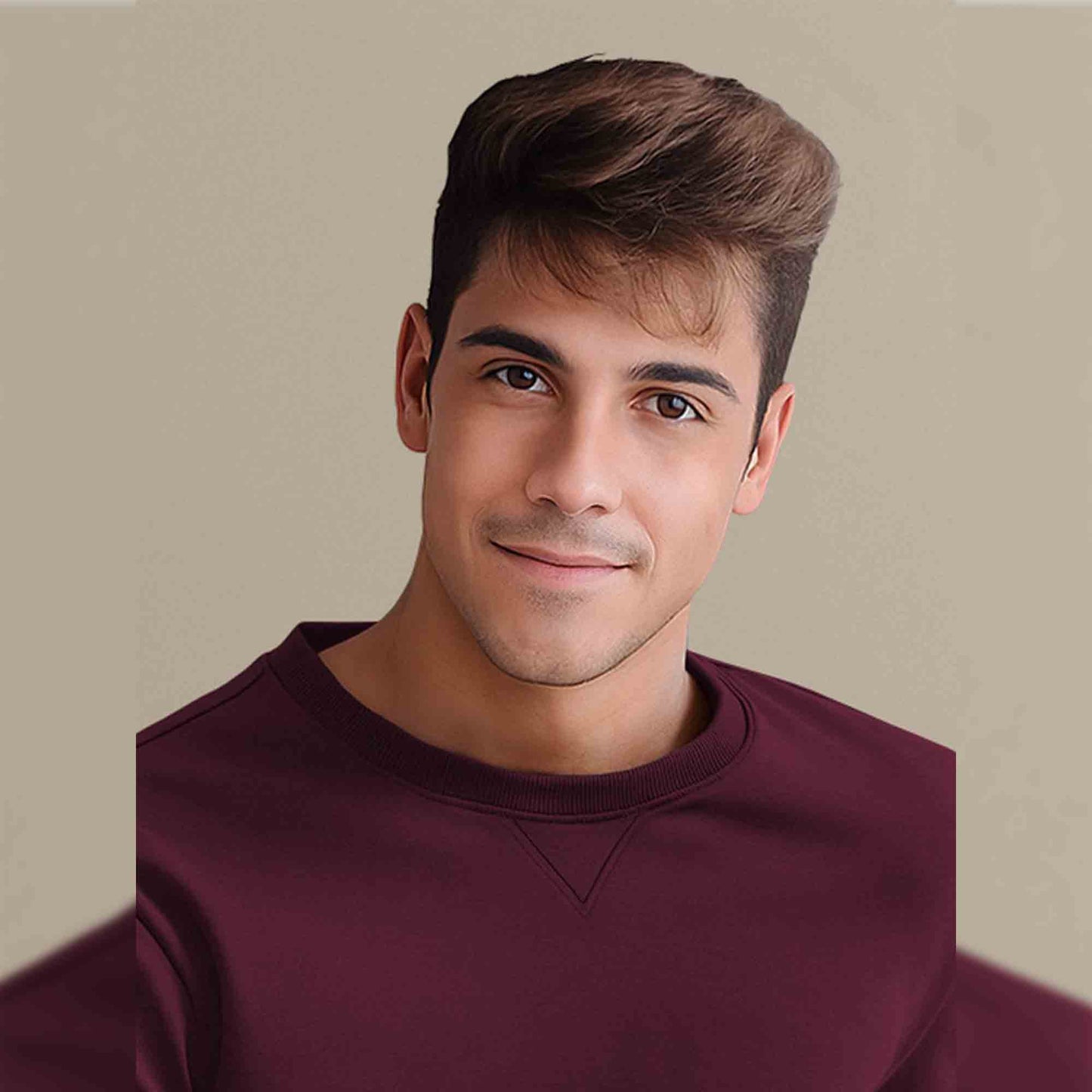 Men Full Sleeve plain round Neck Sweatshirt maroon