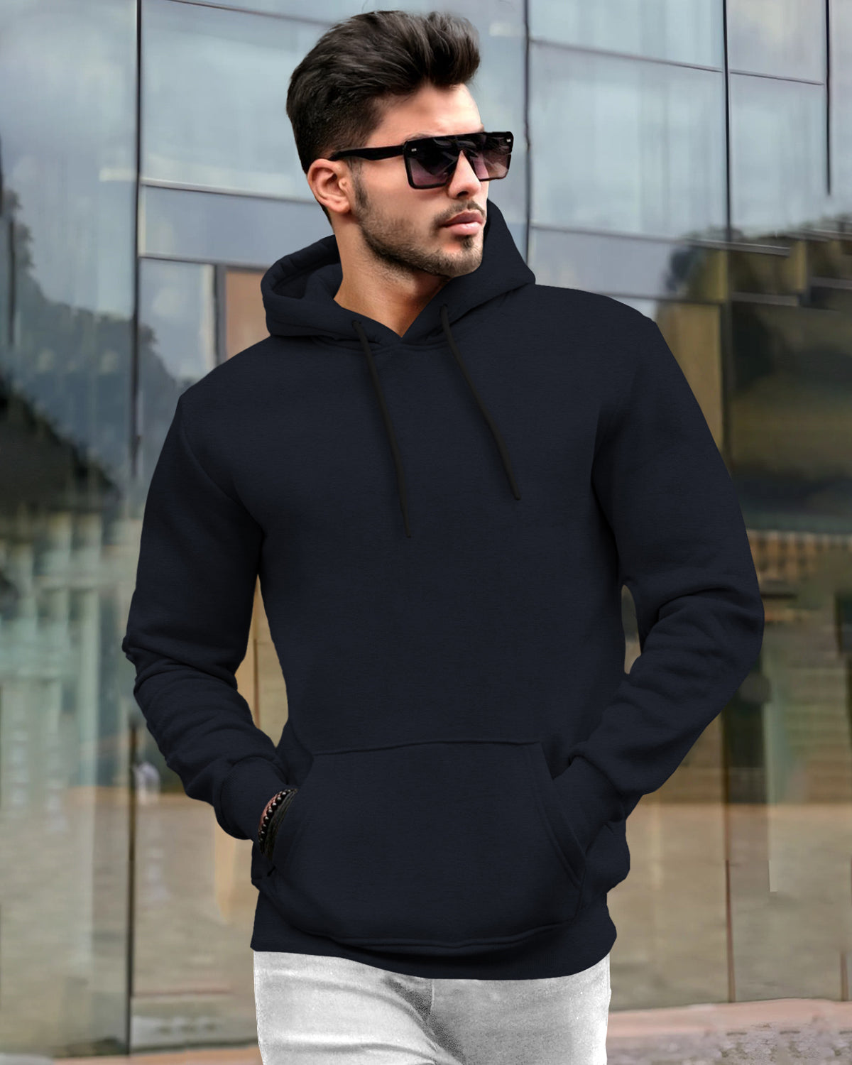 Mens Plain Hooded Sweatshirts with Side Pockets / 6 Color Variants