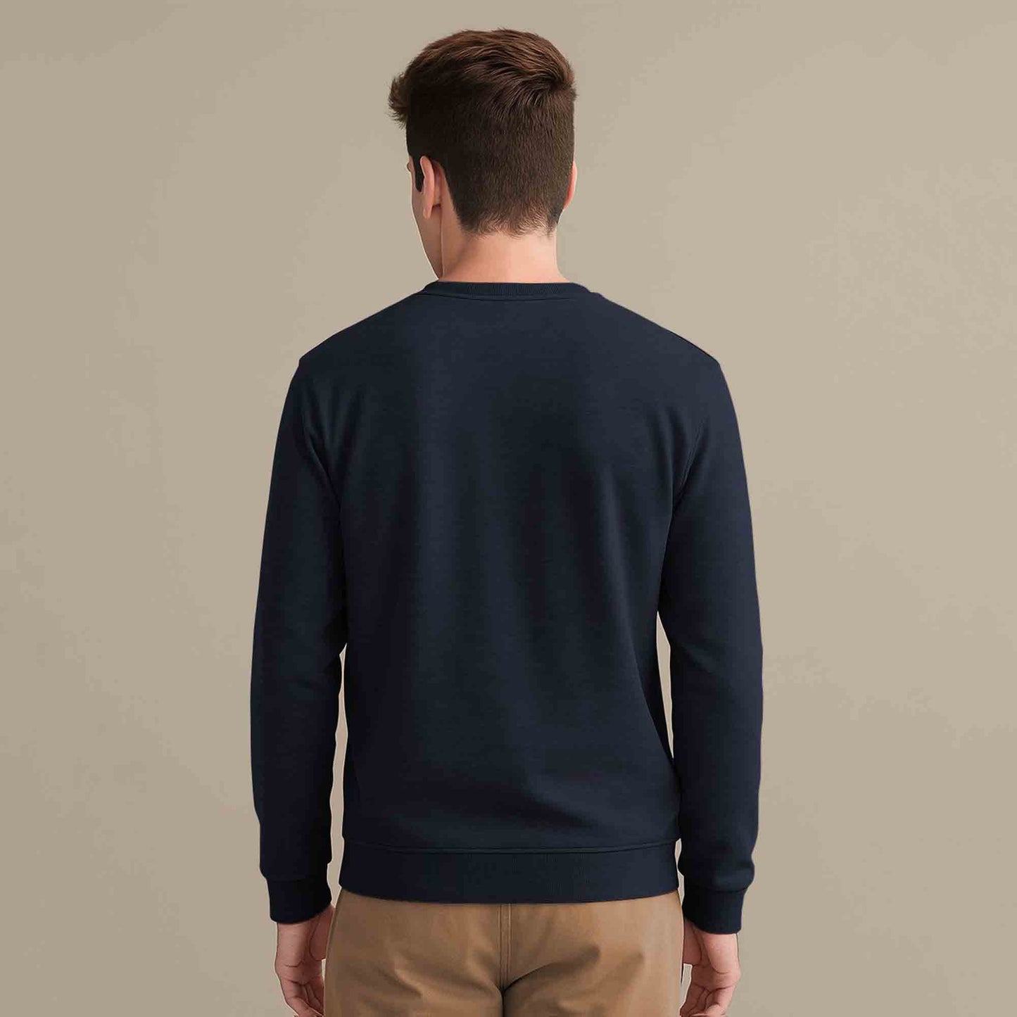 Men Full Sleeve plain round Neck Sweatshirt navyblue