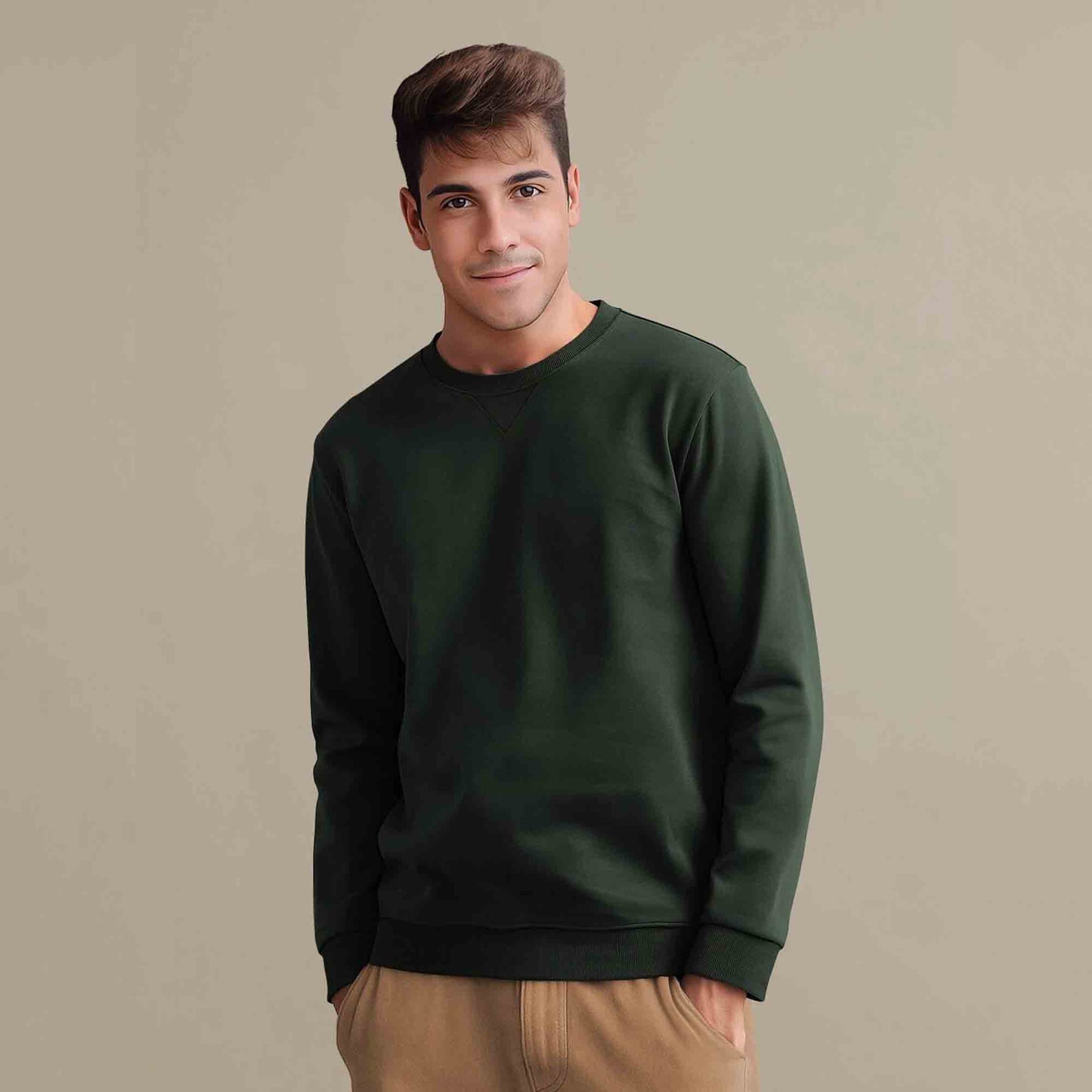 Men Solid Colors Round Neck Sweatshirts 7 Variants