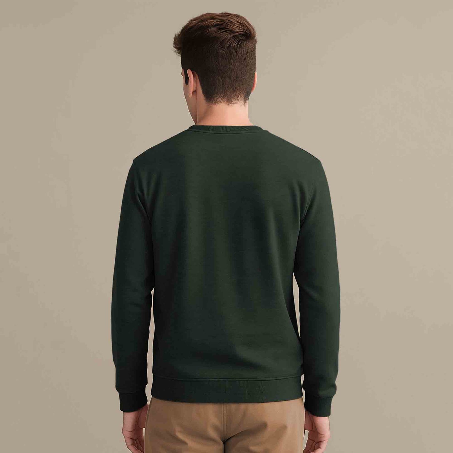 Men Full Sleeve plain round Neck Sweatshirt olive green