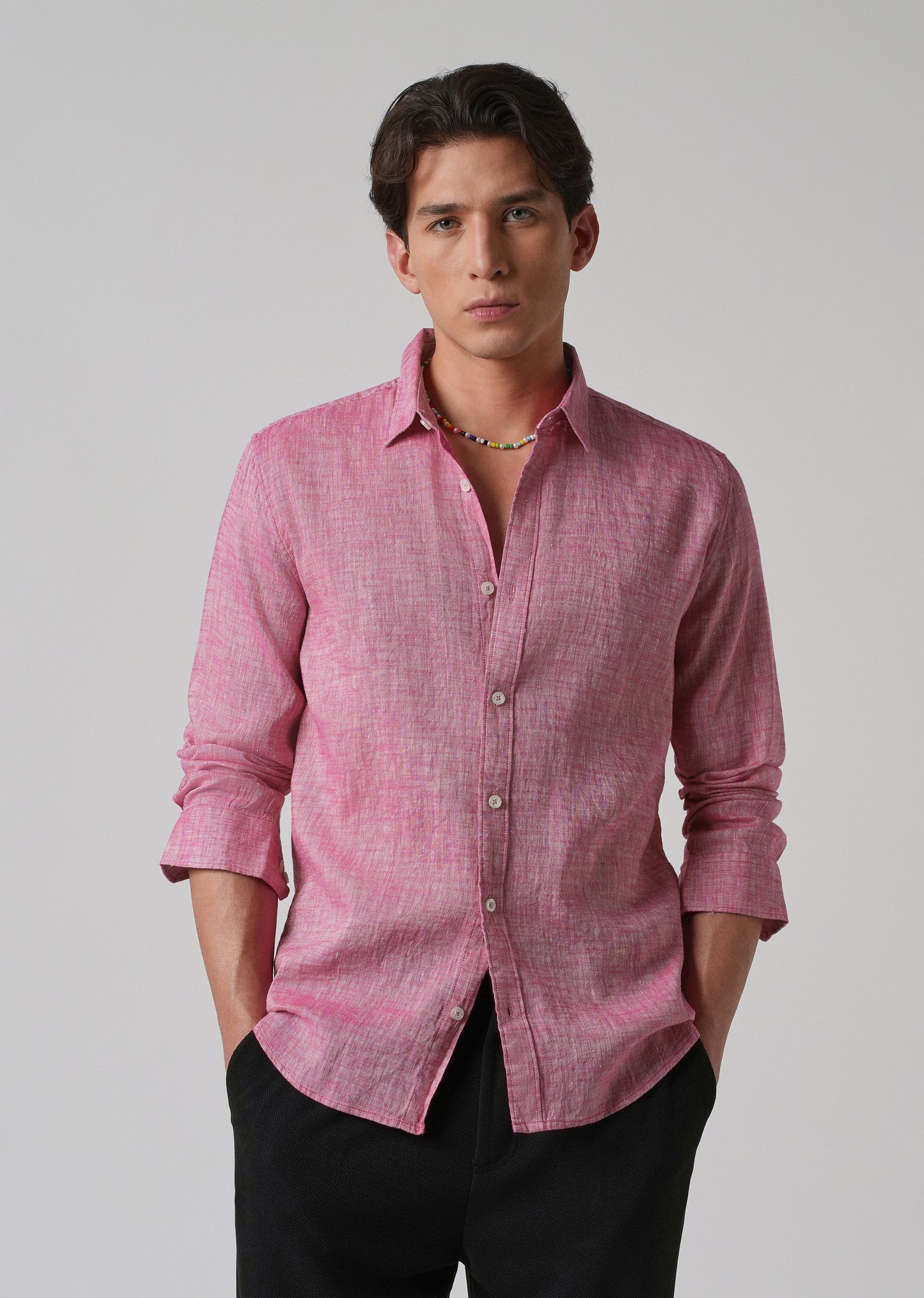 100% Pure Linen Taffy Pink Shirt