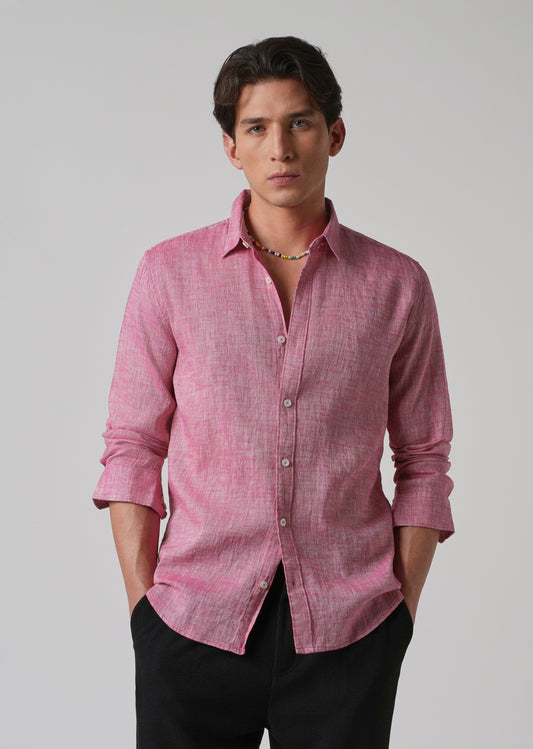 100% Pure Linen Taffy Pink Shirt