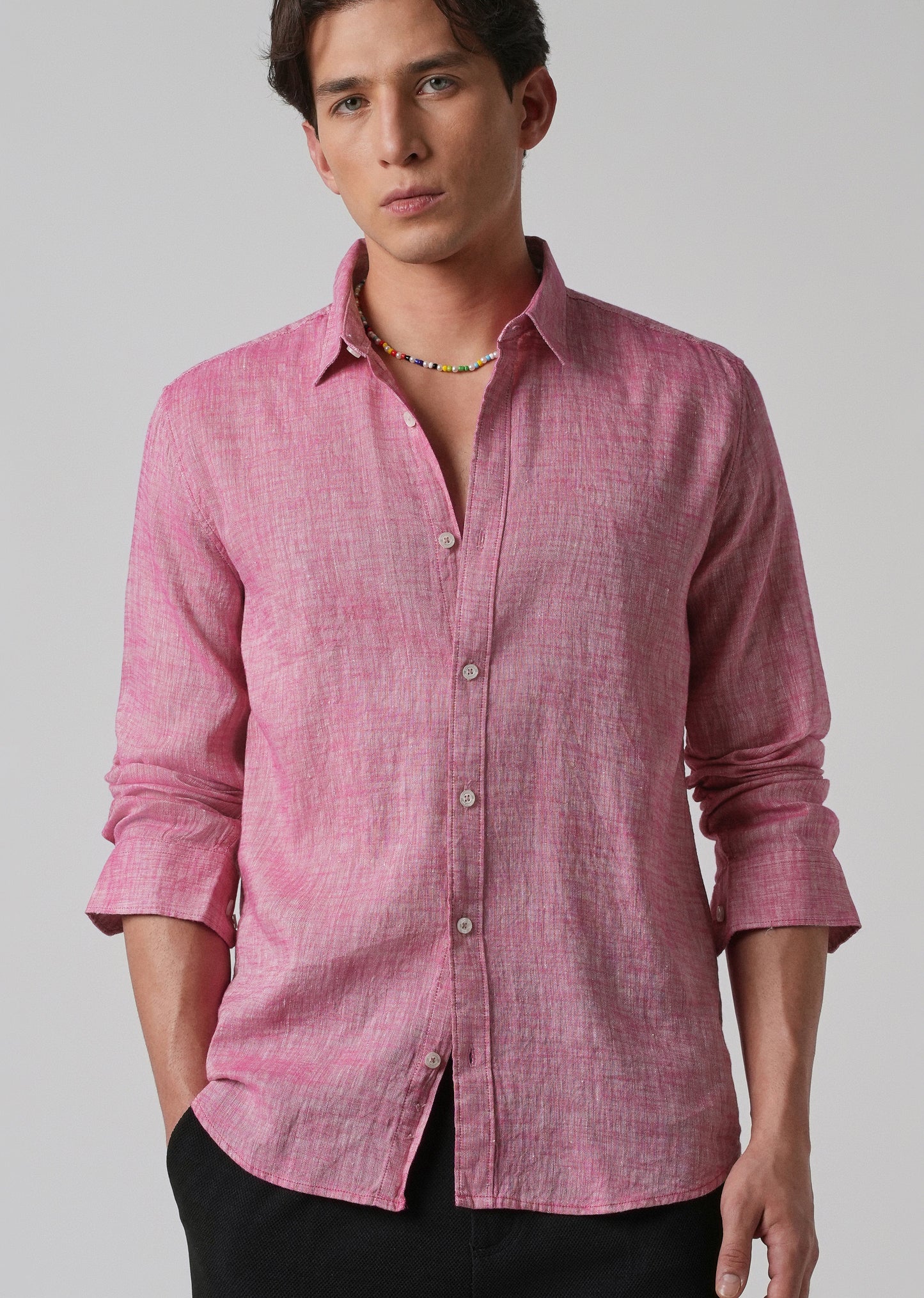 100% Pure Linen Taffy Pink Shirt