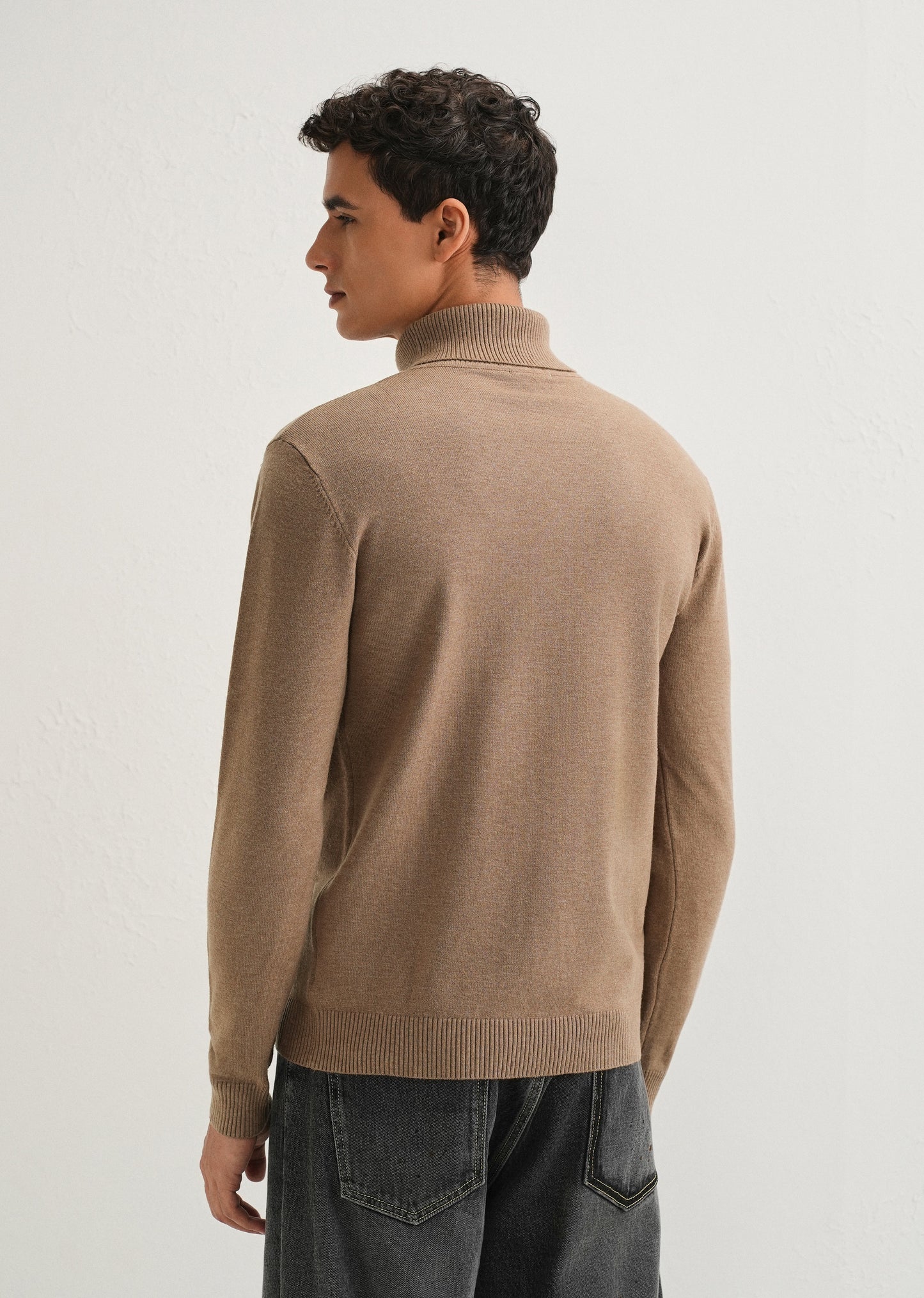 Tan Brown Turtle-Neck Sweater