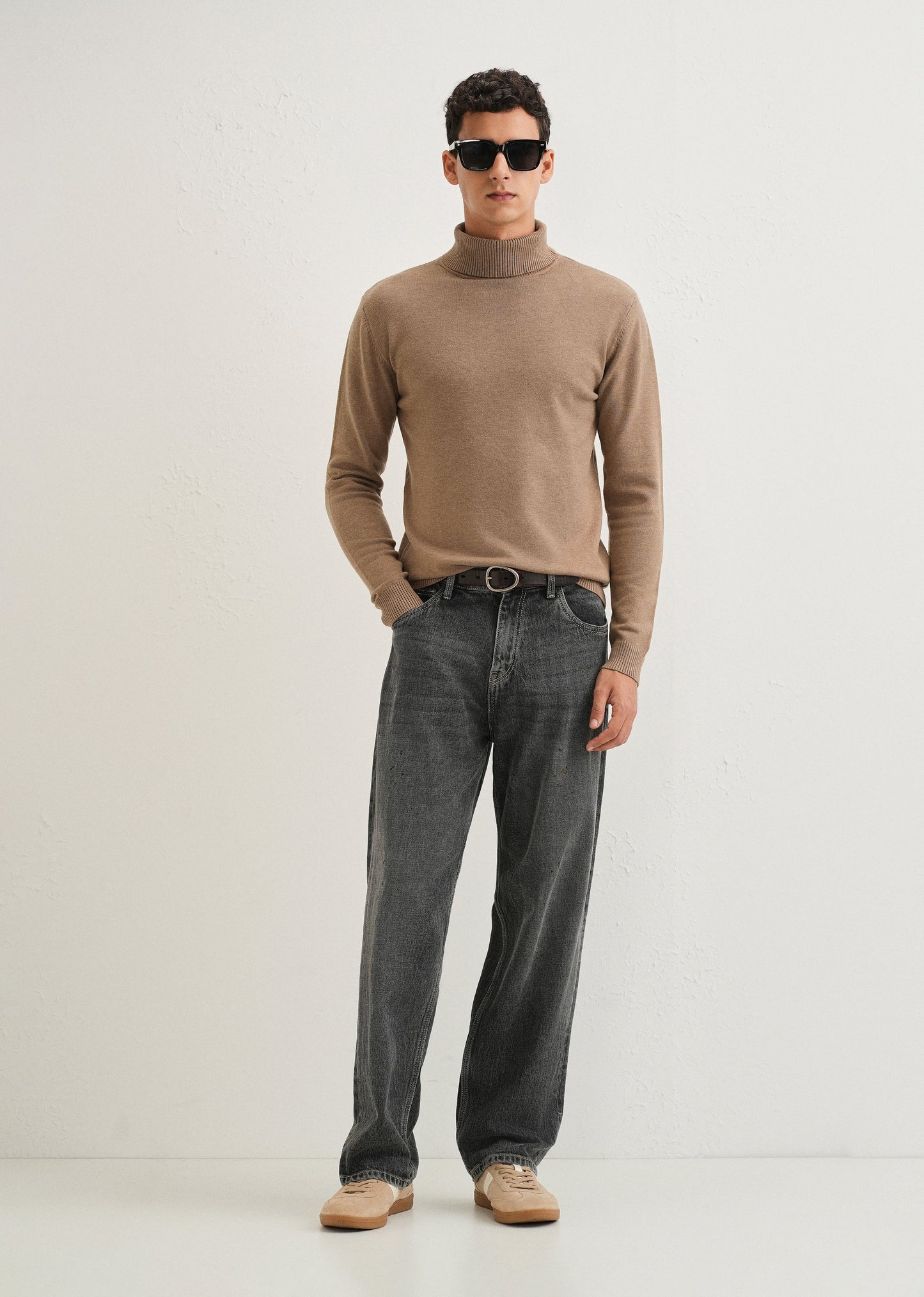 Tan Brown Turtle-Neck Sweater