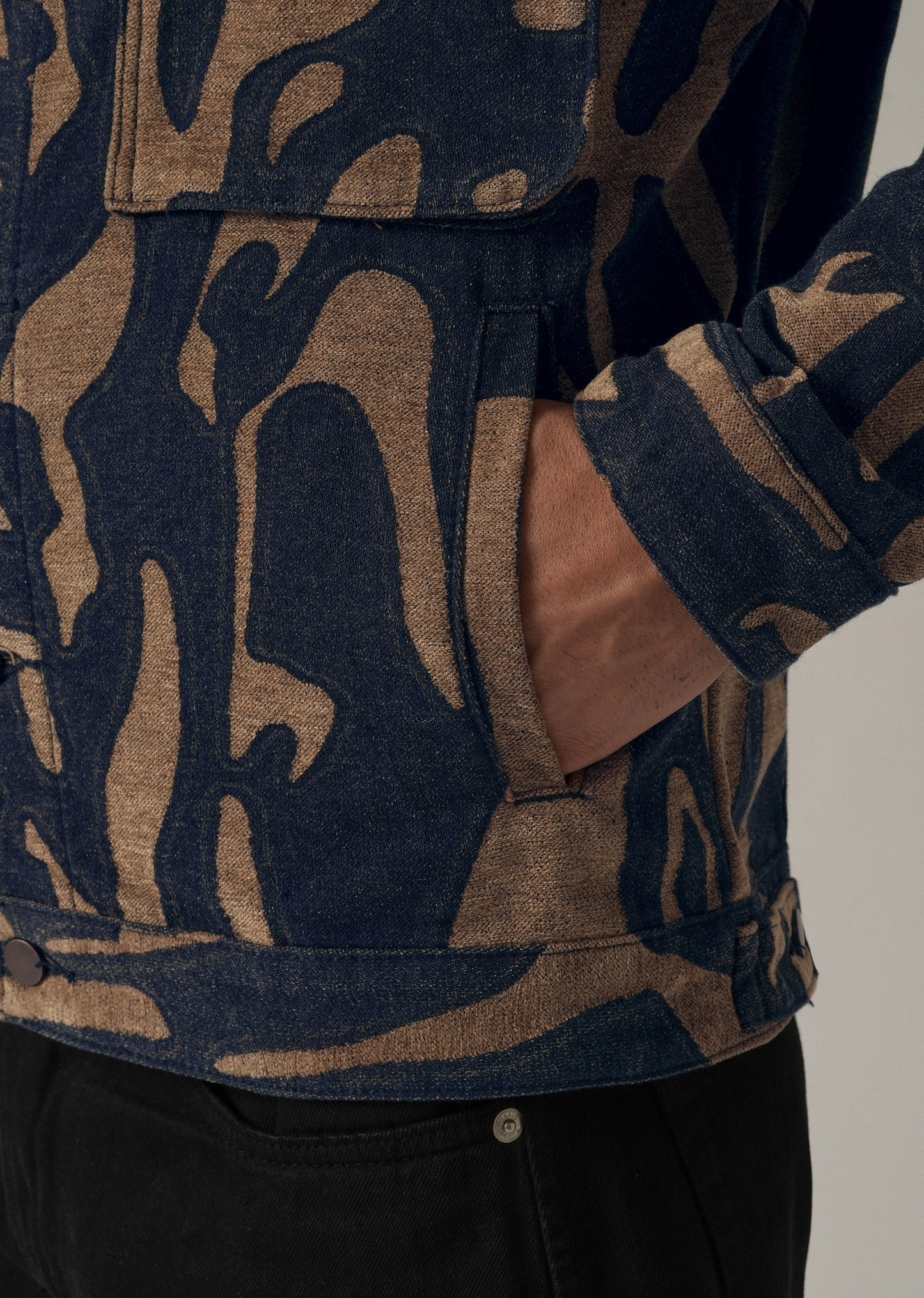 Tan Denim Jacquard Jacket