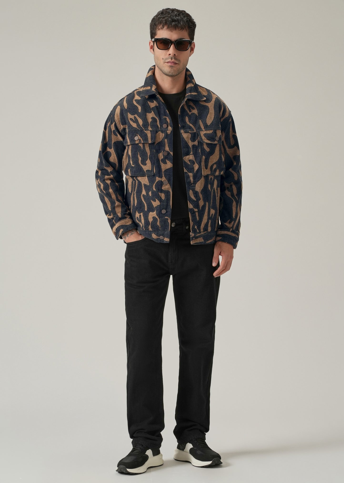 Tan Denim Jacquard Jacket
