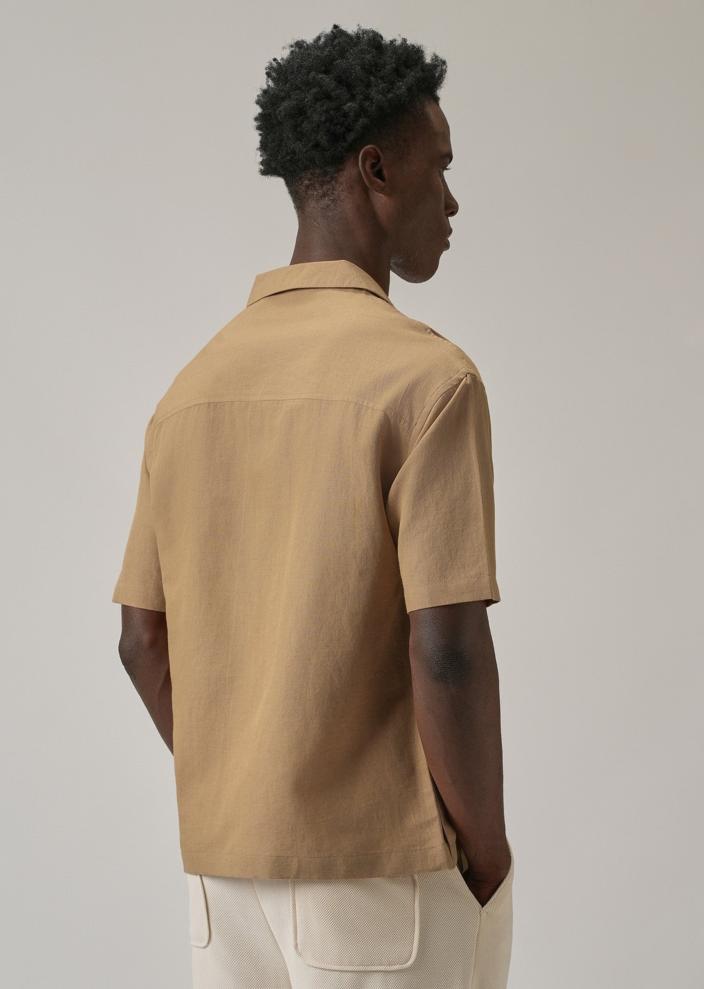 Tan Embroidery Linen Shirt