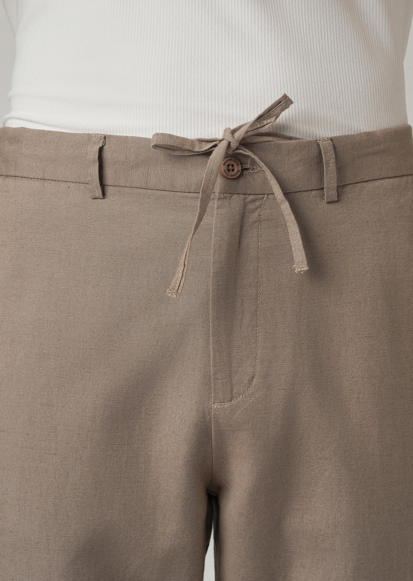 Tan Linen Relaxed Fit Trouser