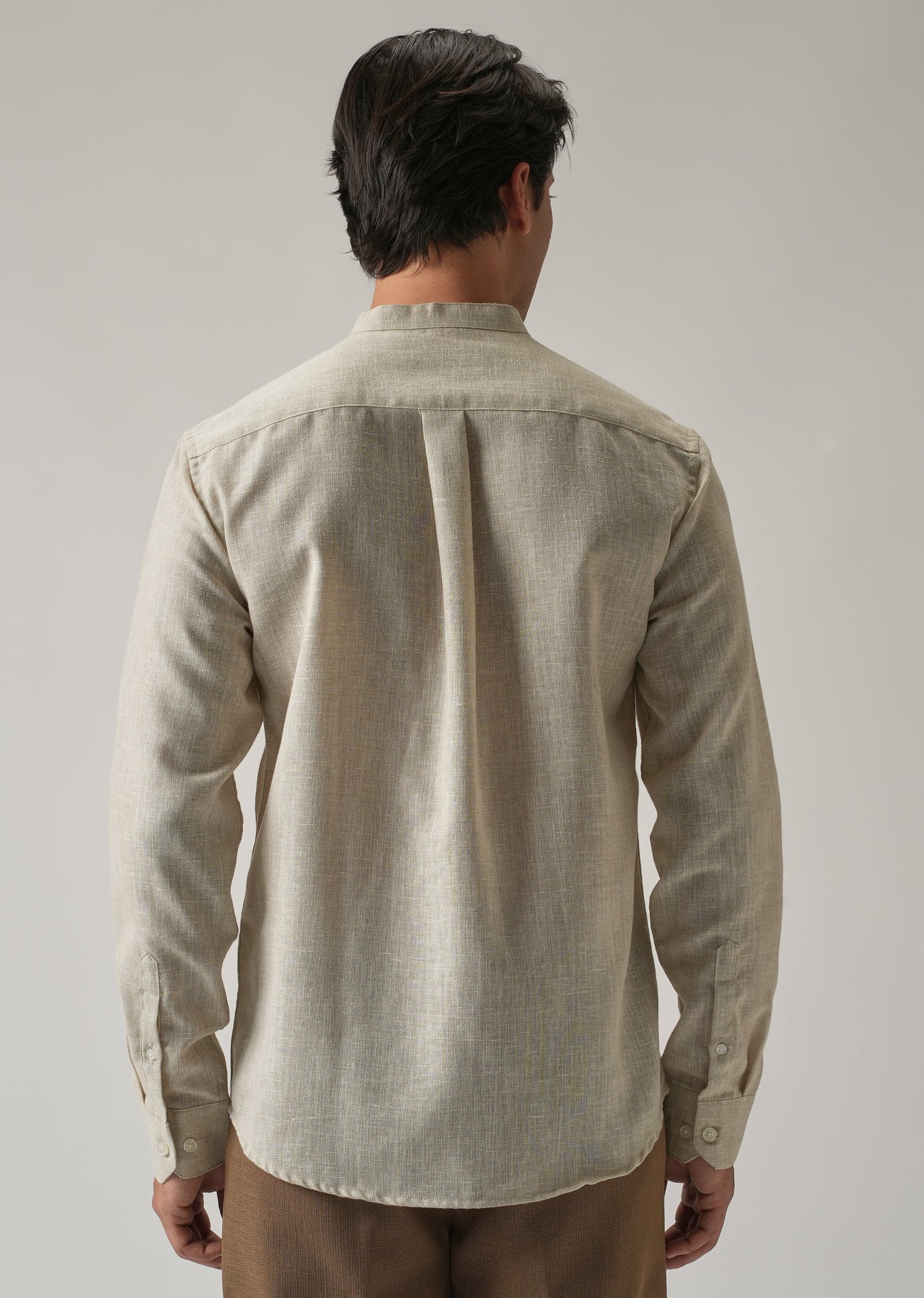 Taupe Beige Blended Linen Shirt