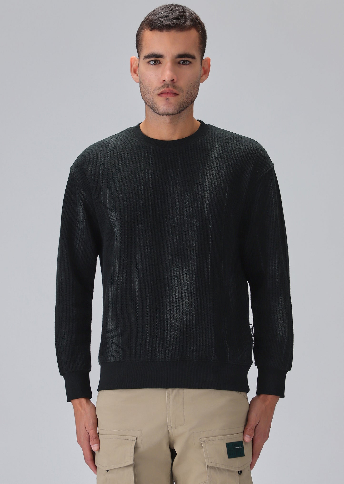 Textured Knit Grey Sweatshirt