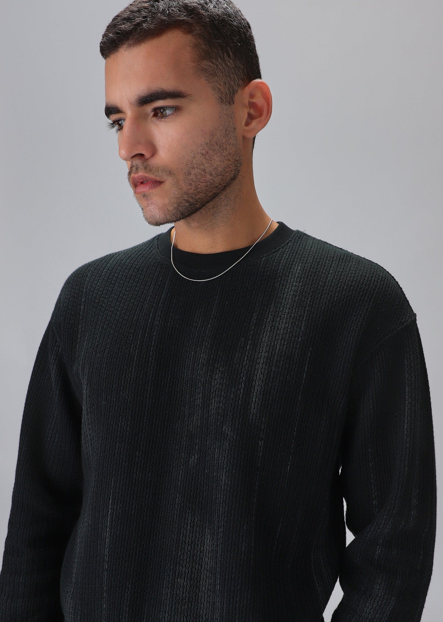 Textured Knit Grey Sweatshirt