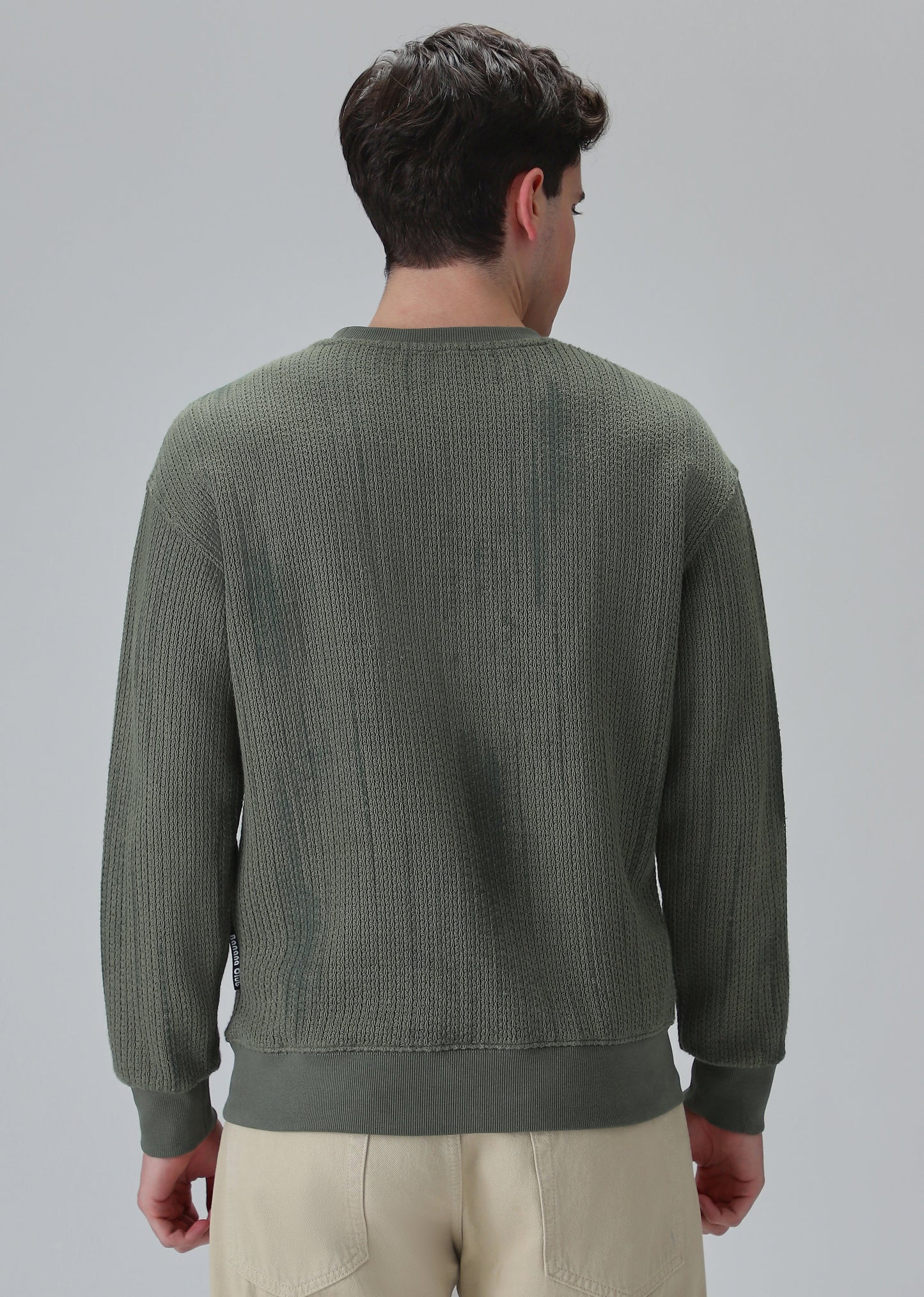 Textured Knit Green Sweatshirt