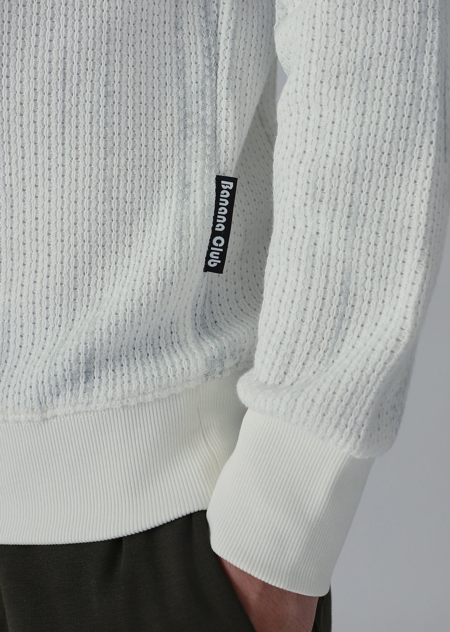 Textured Knit White Sweatshirt