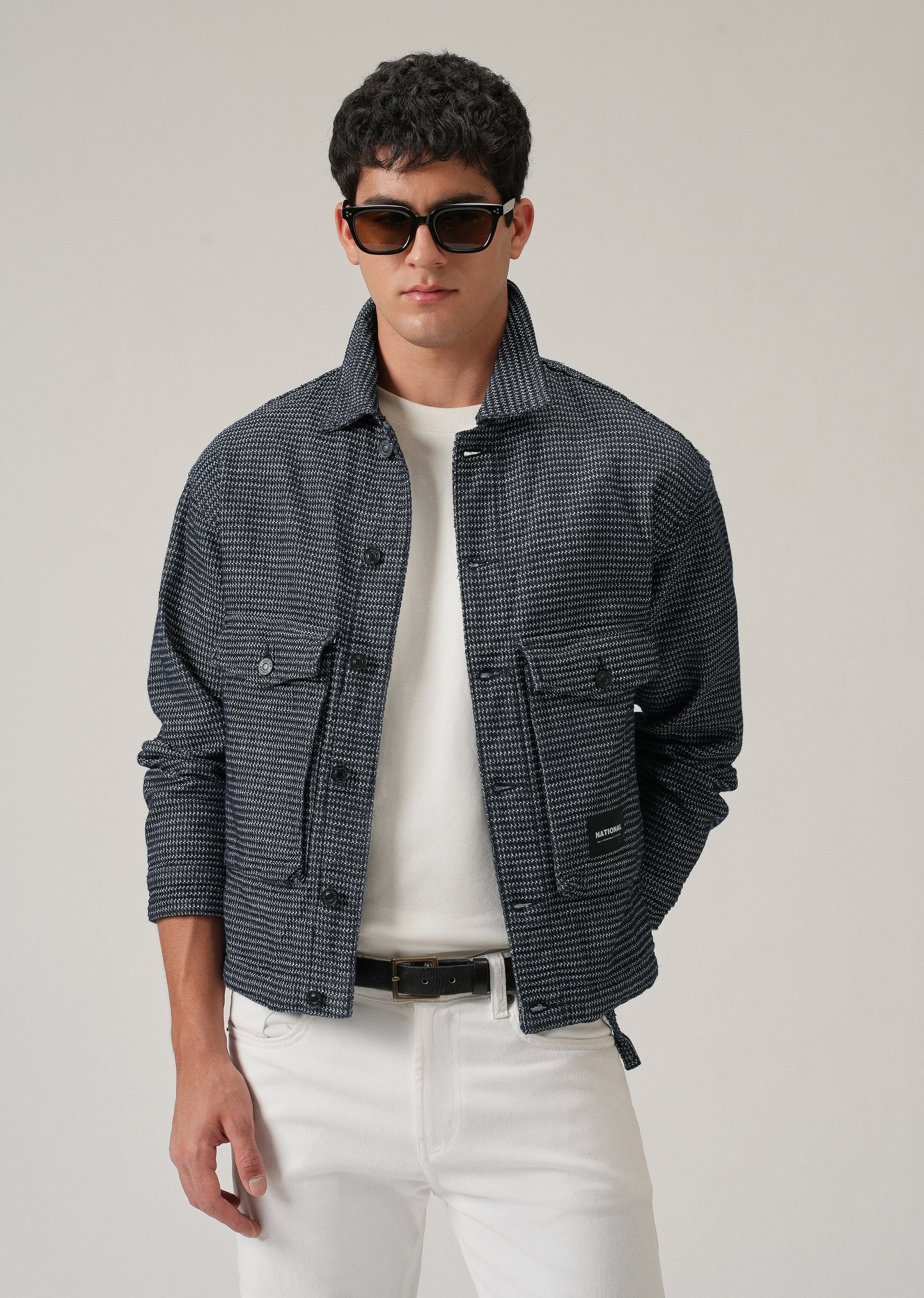 Textured Denim Jacquard Jacket