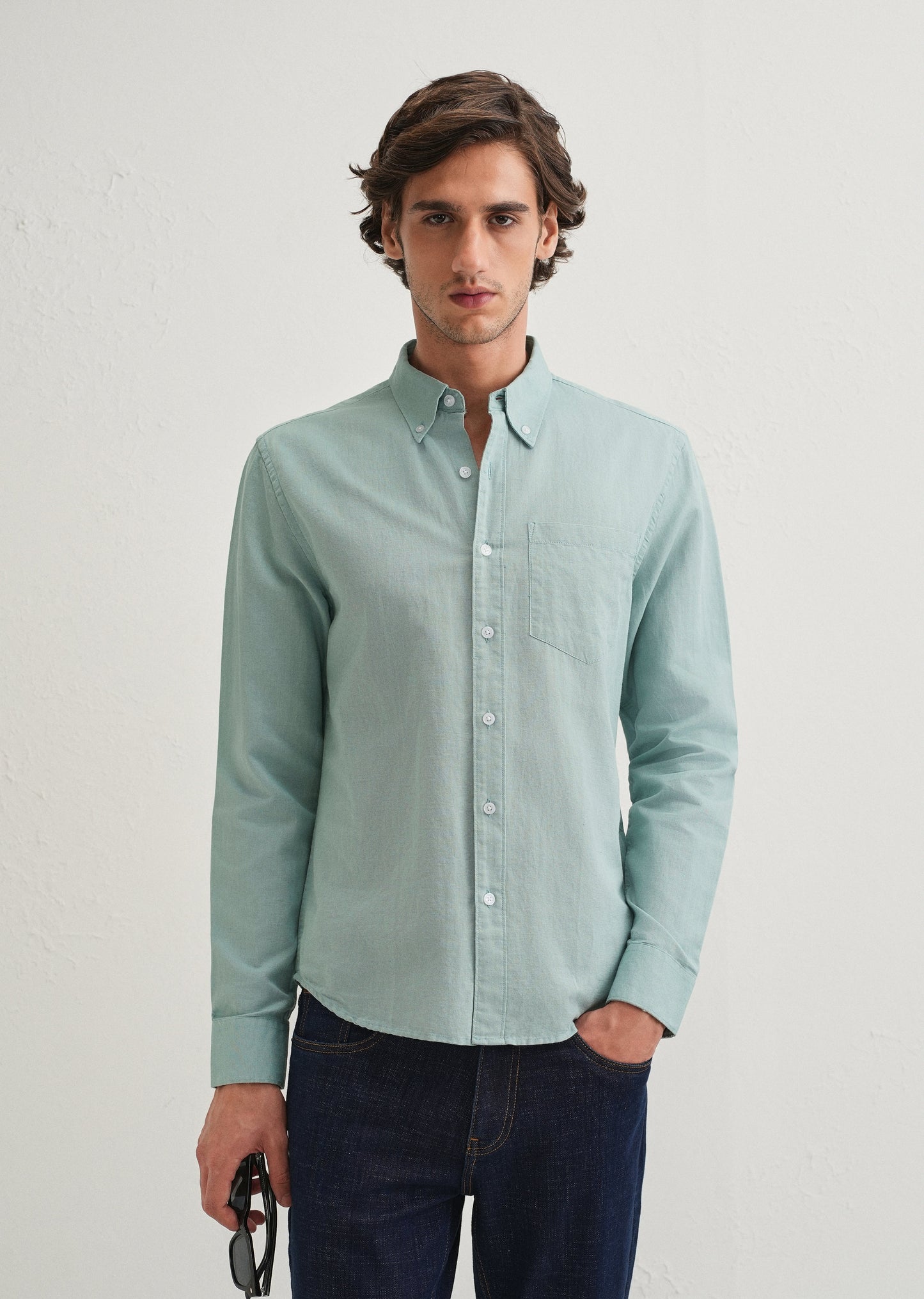 Tiffany Blue Cotton Linen Shirt