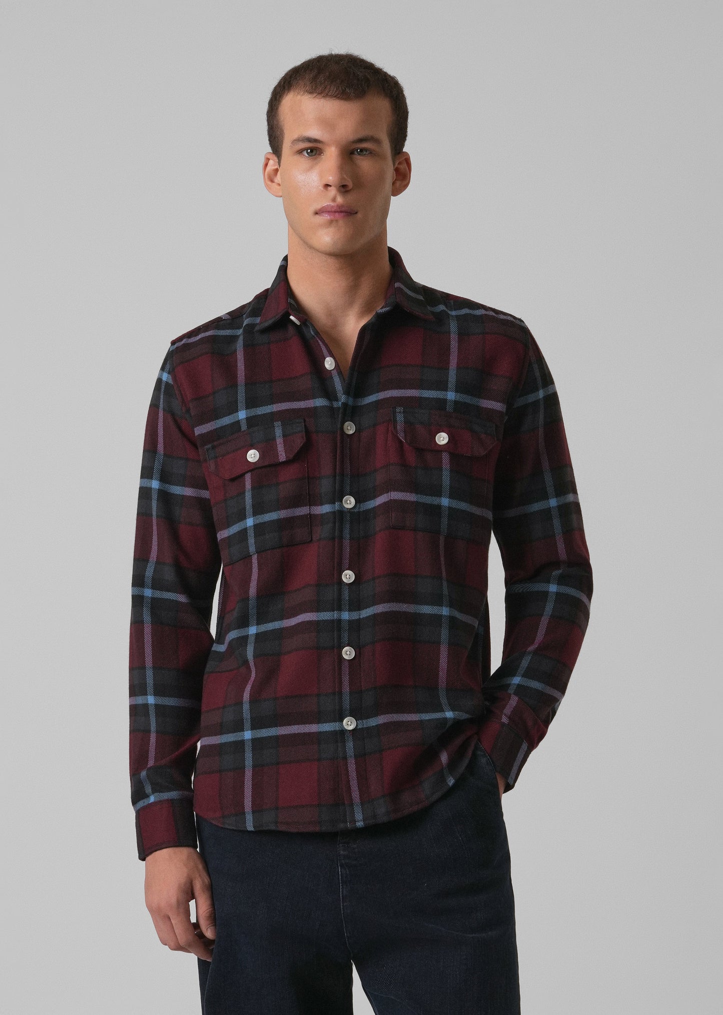 True Red Brushed Cotton Check Shirt