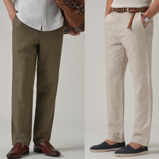 Pack of 2 Linen Pants | Breathable Summer Comfort(Cream & Olive)