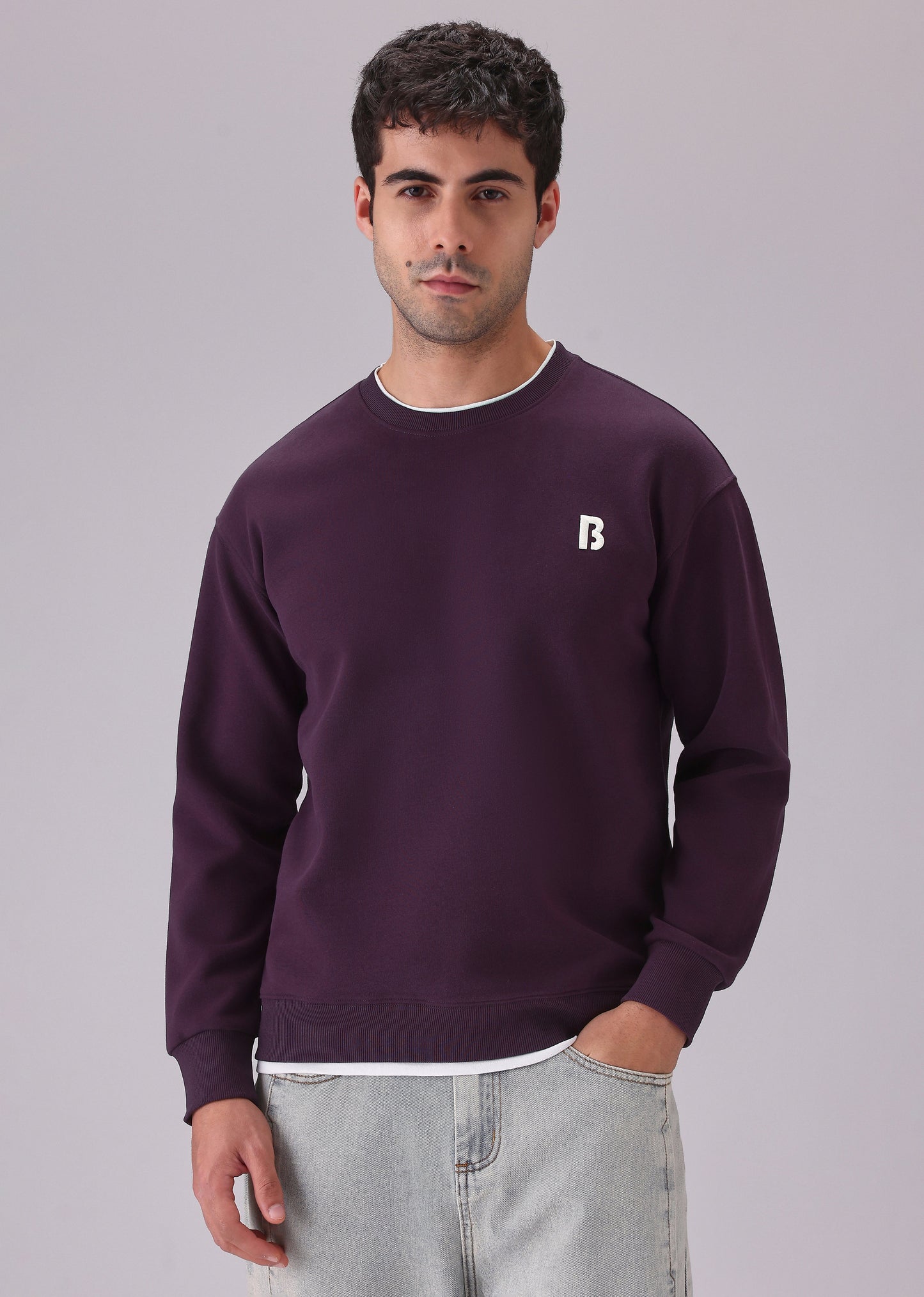 Violet White Contrast Sweatshirt