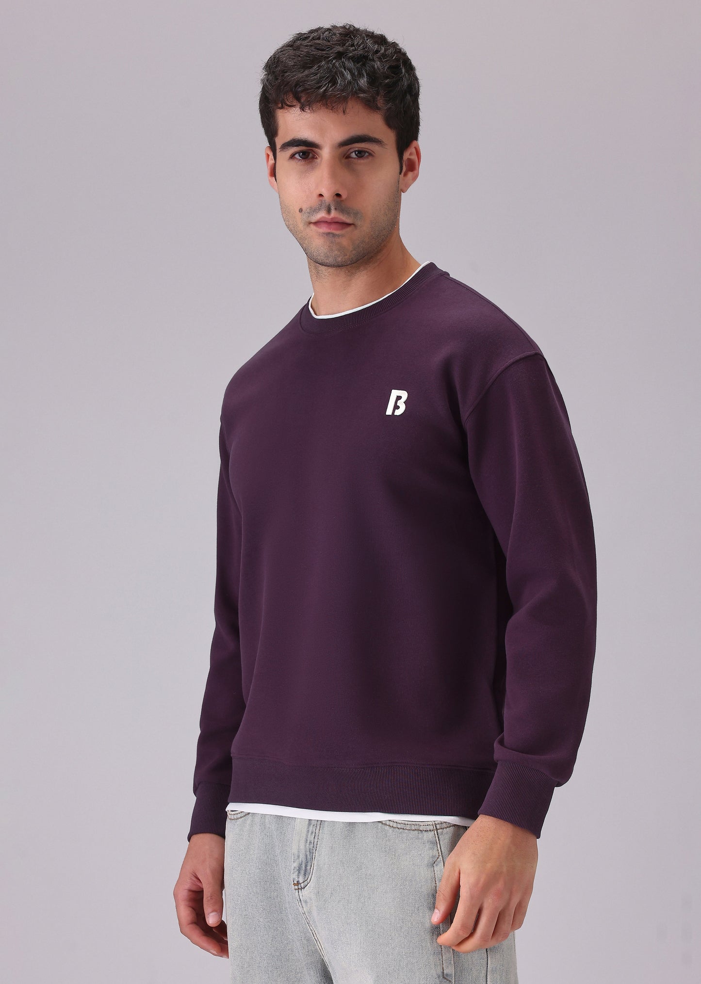 Violet White Contrast Sweatshirt