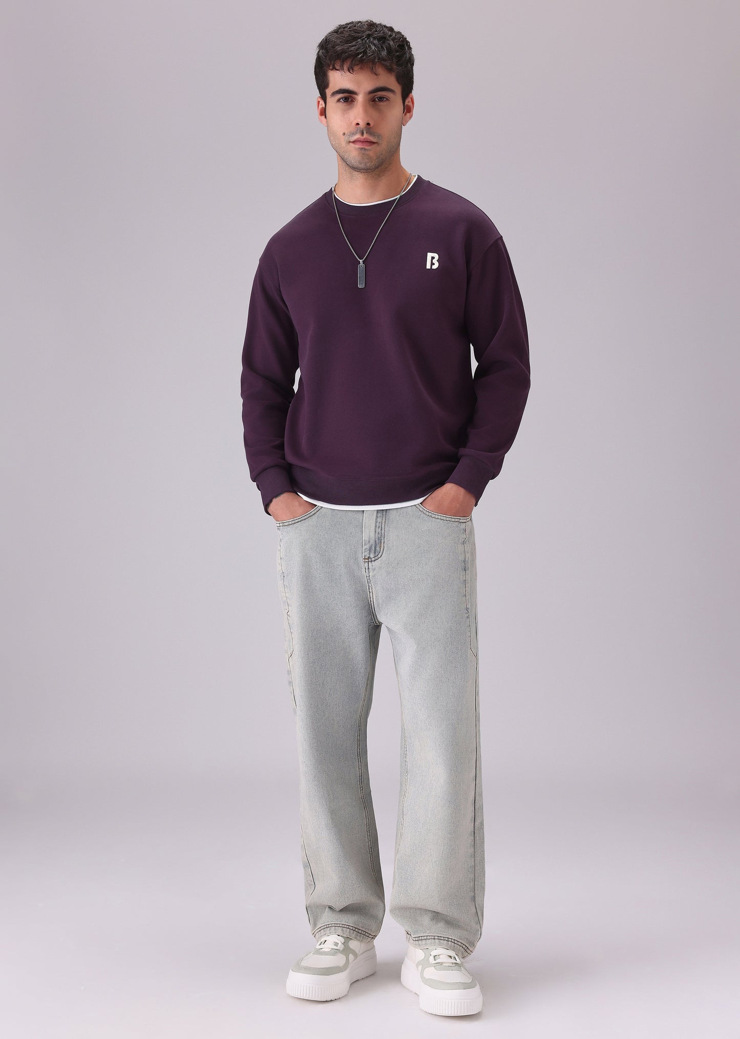 Violet White Contrast Sweatshirt