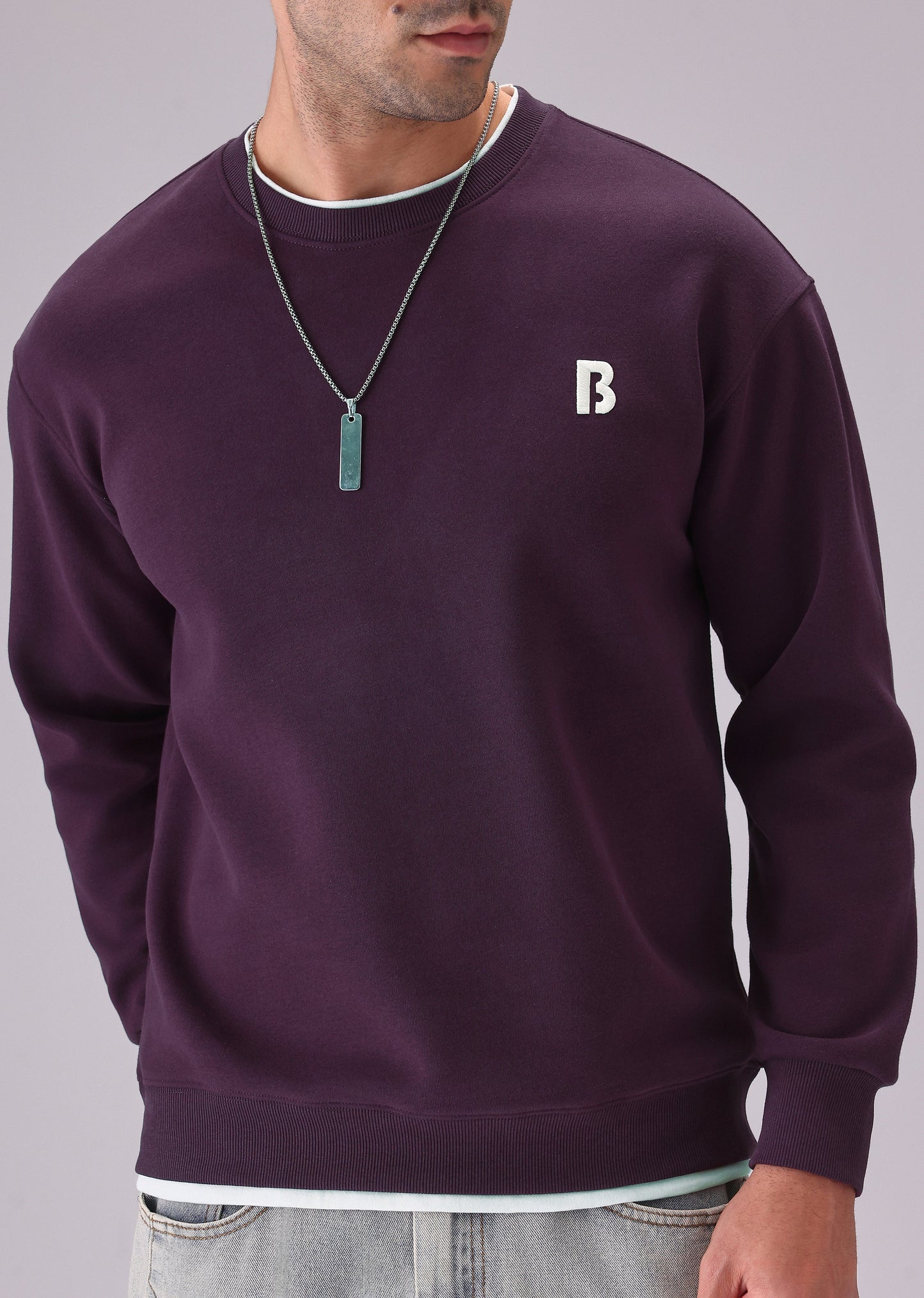 Violet White Contrast Sweatshirt