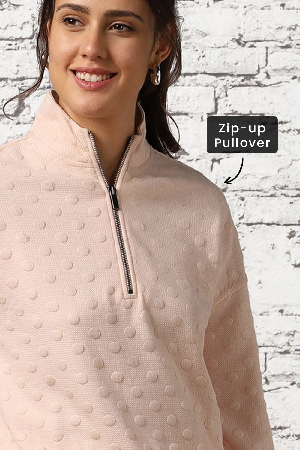 Oversized Bubble Knit Zip-up Sweatshirt