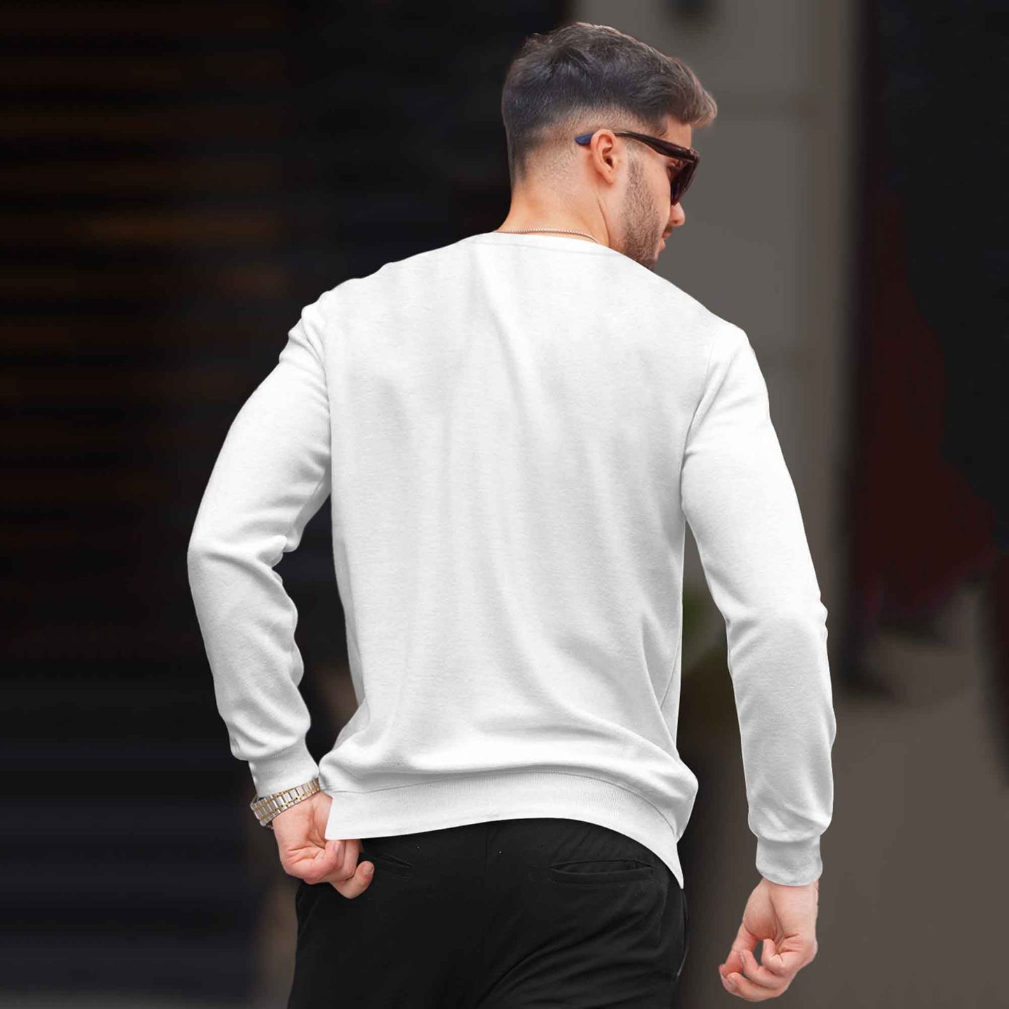 PLAIN WHITE MEN REGULAR FIT CASUAL SWEATSHIRT