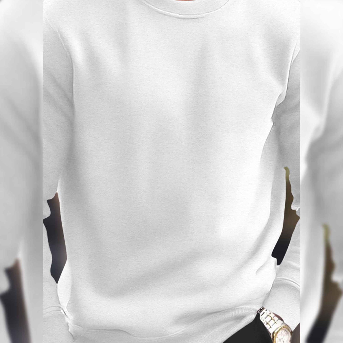 PLAIN WHITE MEN REGULAR FIT CASUAL SWEATSHIRT