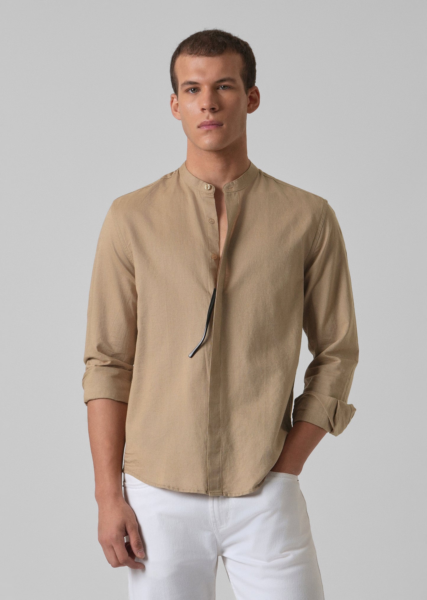 Warm Beige Cotton Linen Shirt