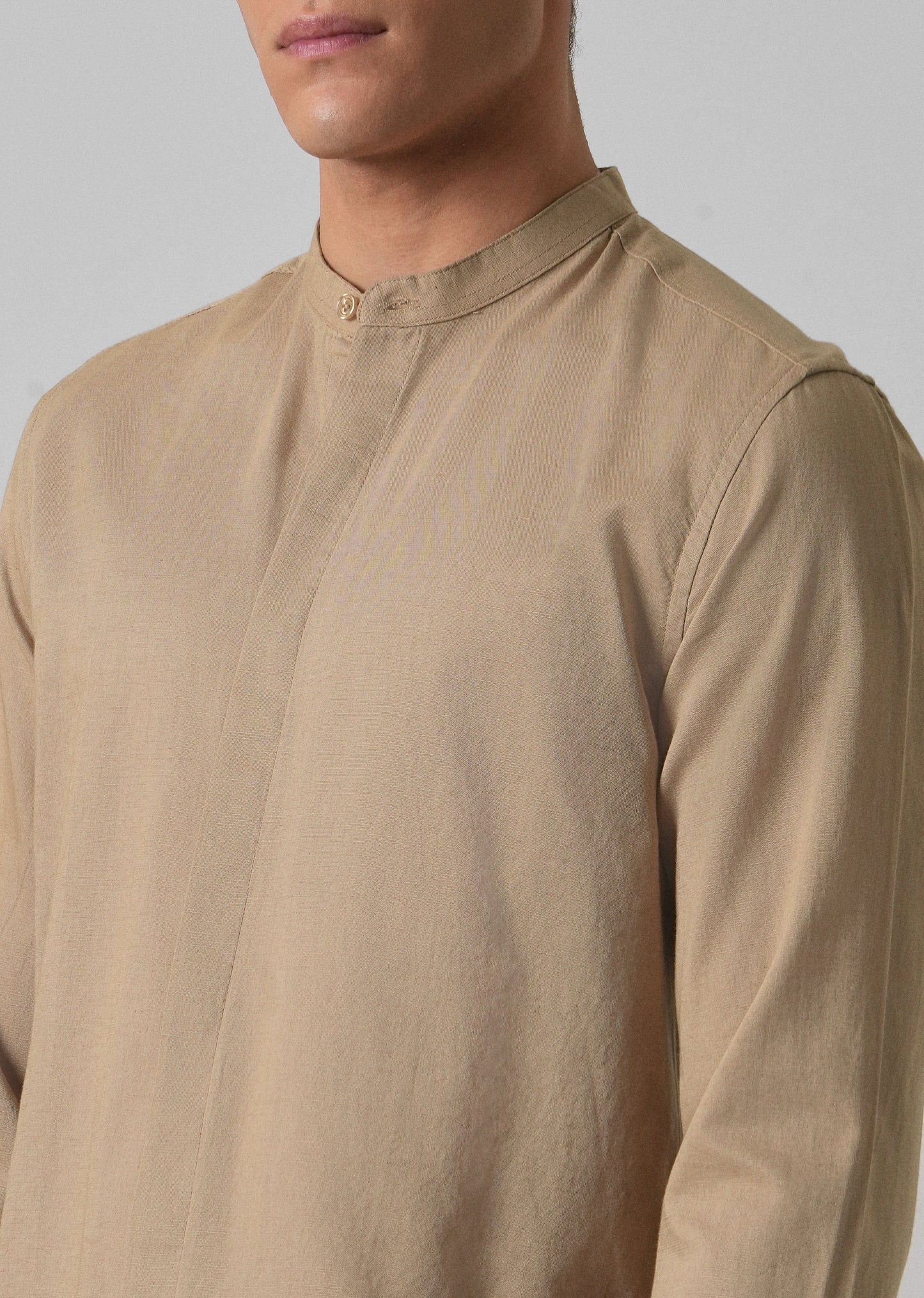Warm Beige Cotton Linen Shirt