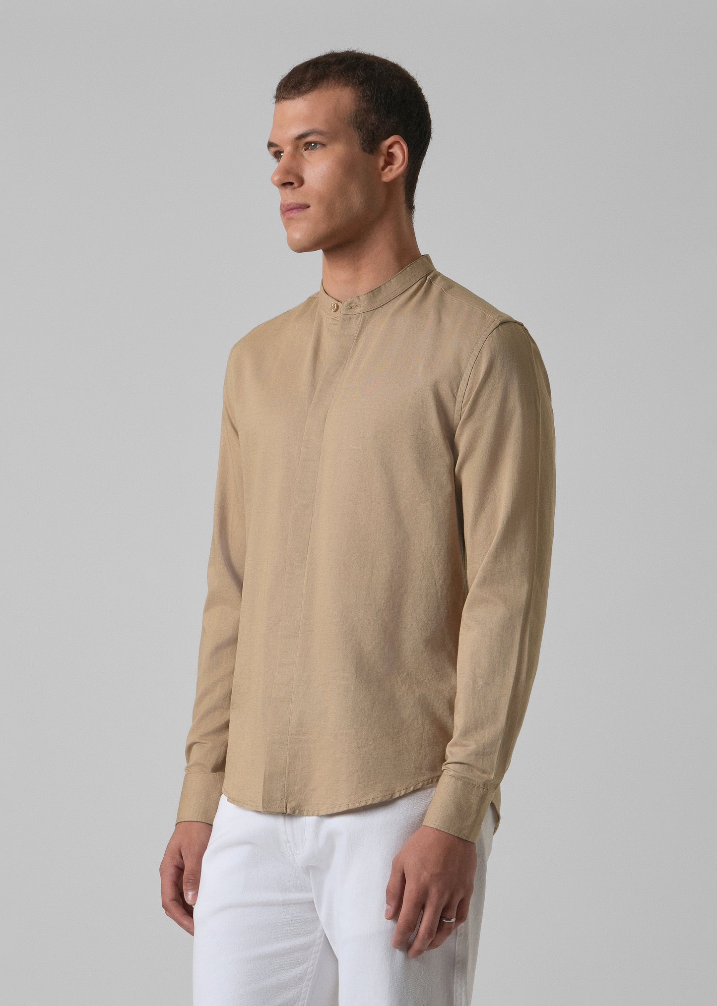 Warm Beige Cotton Linen Shirt