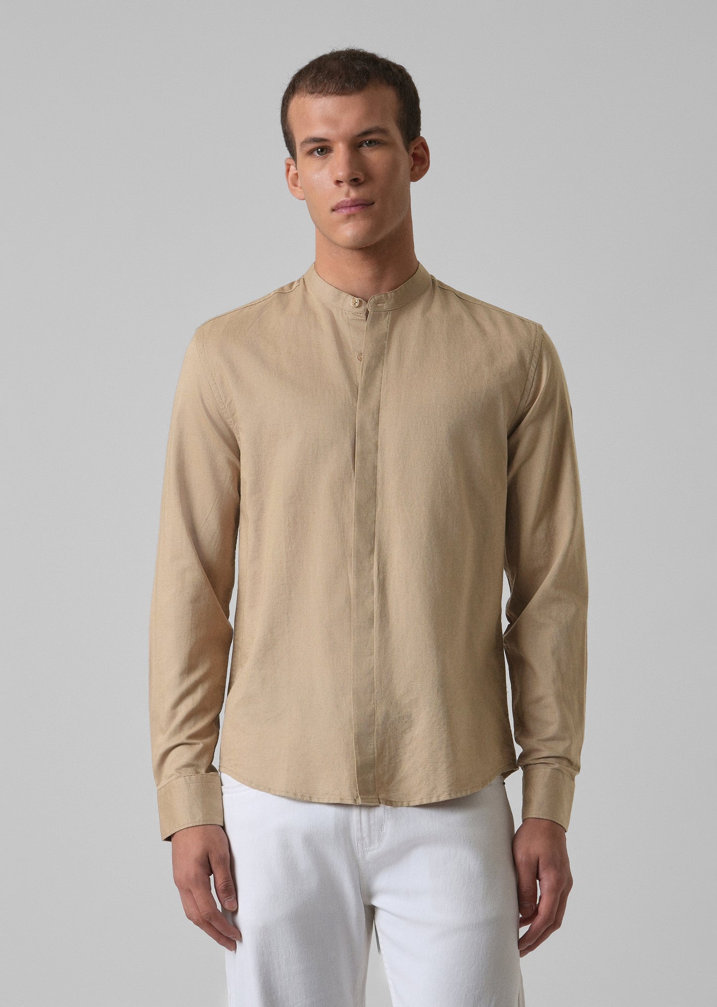 Warm Beige Cotton Linen Shirt